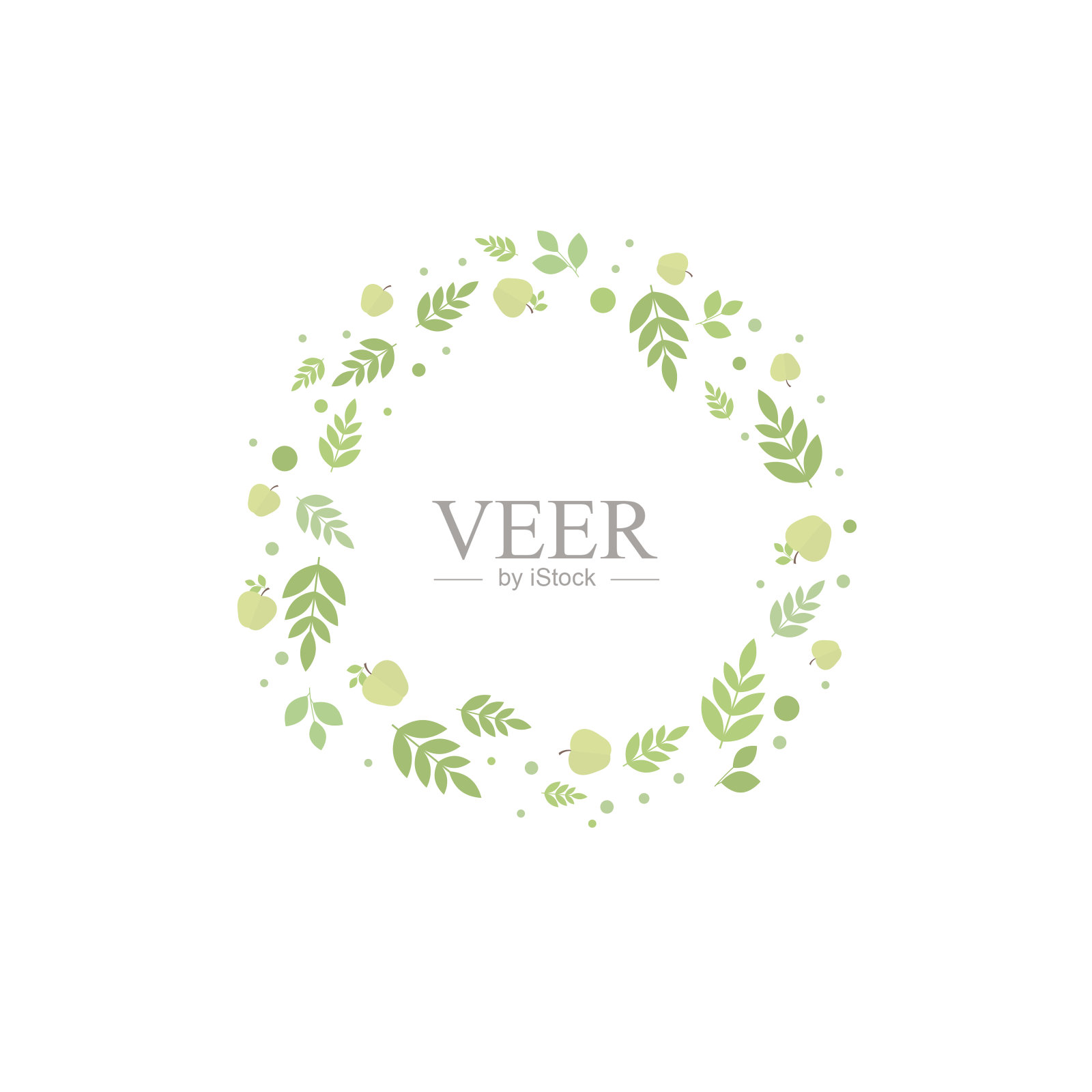 用树叶和苹果围起来。设计矢量模板设计元素图片