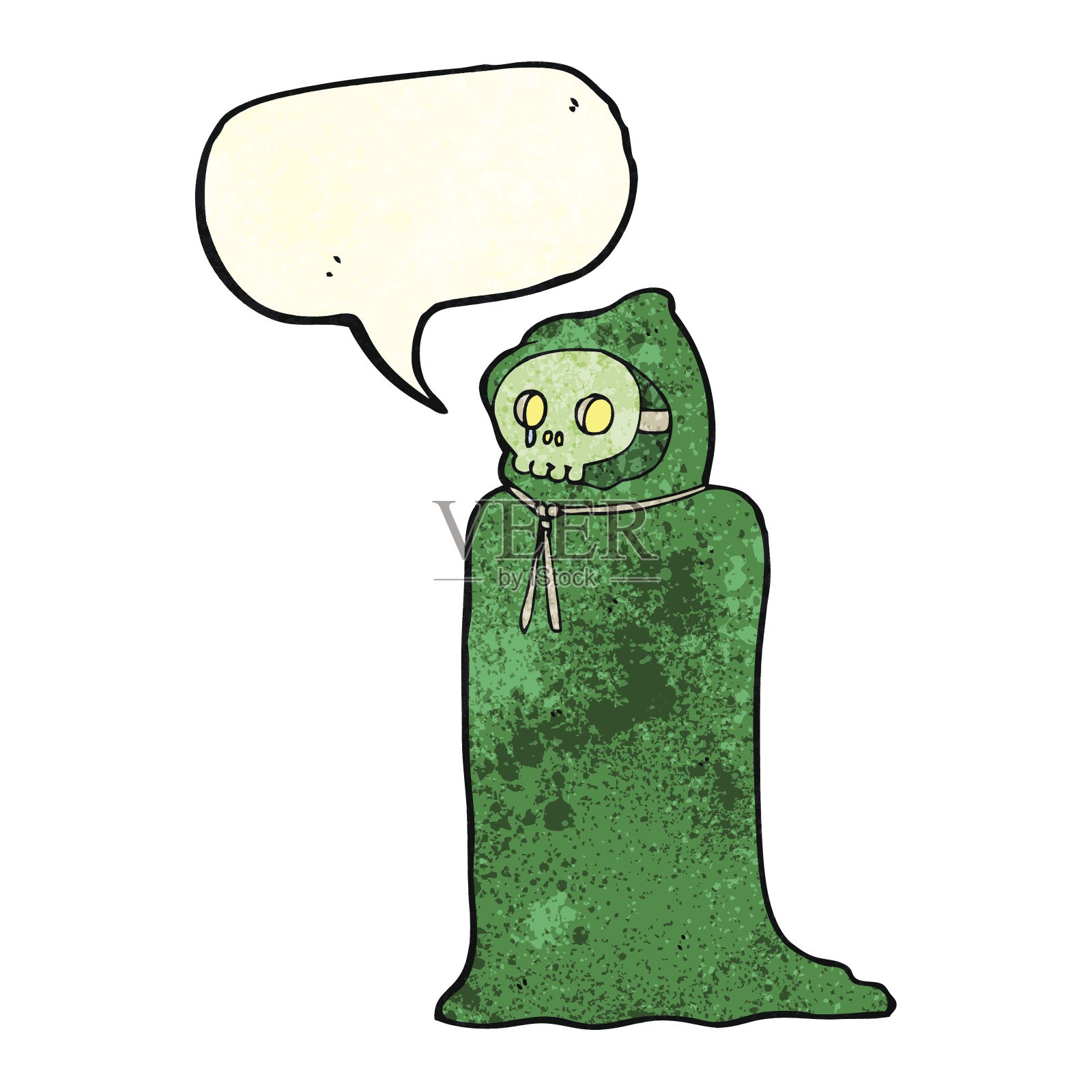 卡通幽灵万圣节服装与讲话气泡插画图片素材