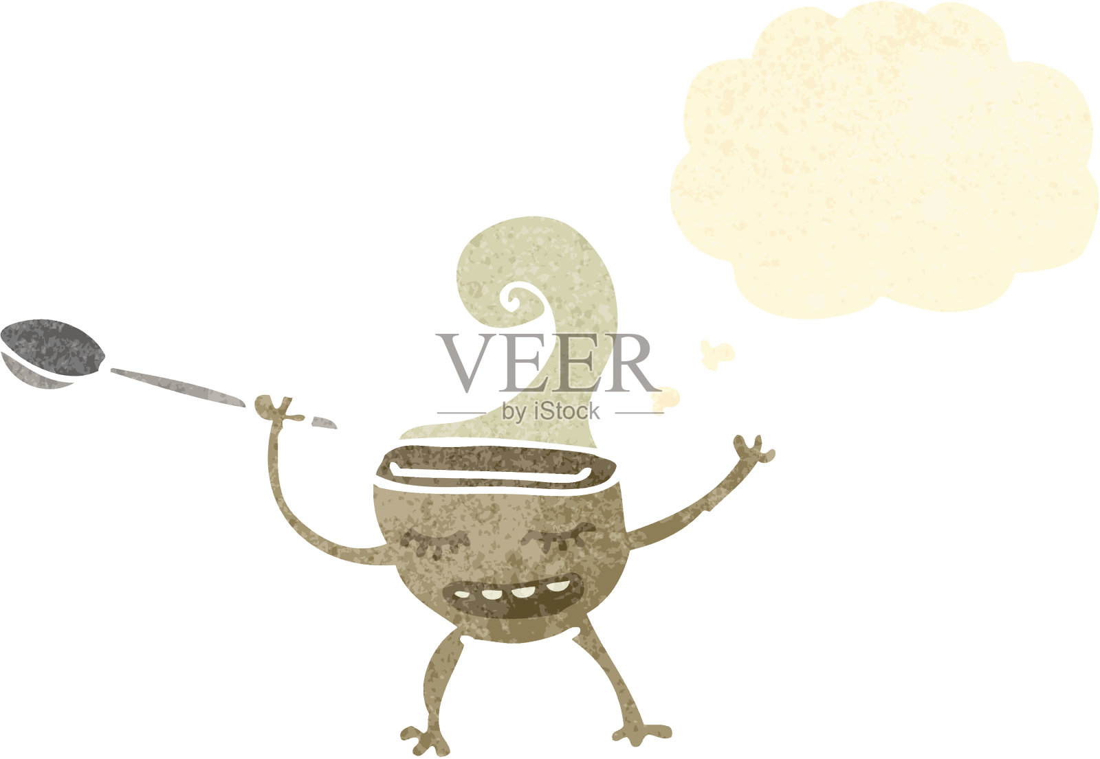 复古卡通汤碗插画图片素材