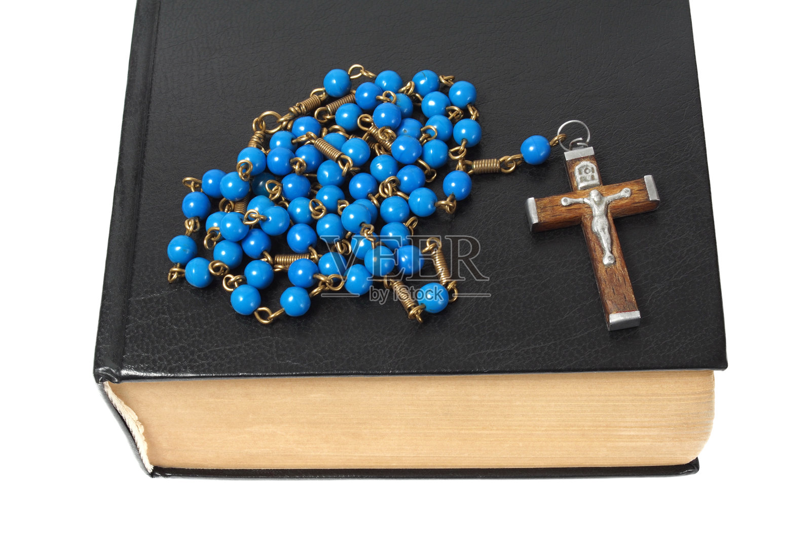玫瑰经和圣经照片摄影图片