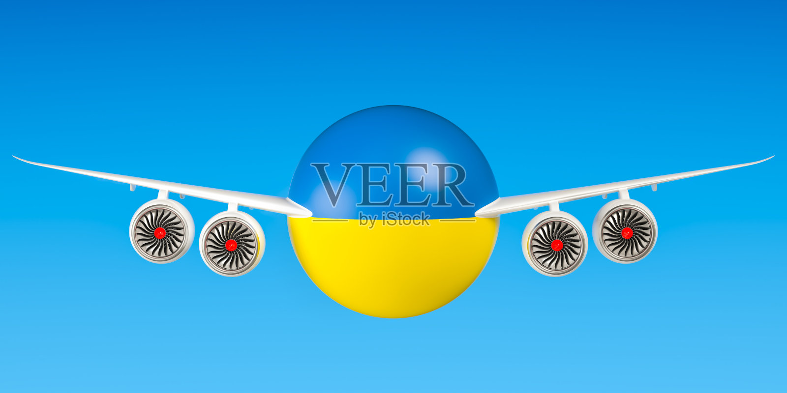 乌克兰航空公司和飞行的概念。三维渲染照片摄影图片