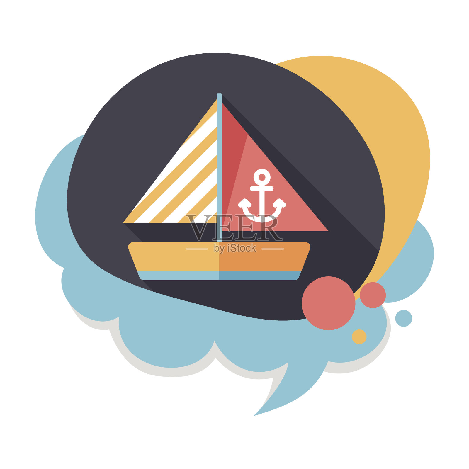帆船图标与长影子插画图片素材