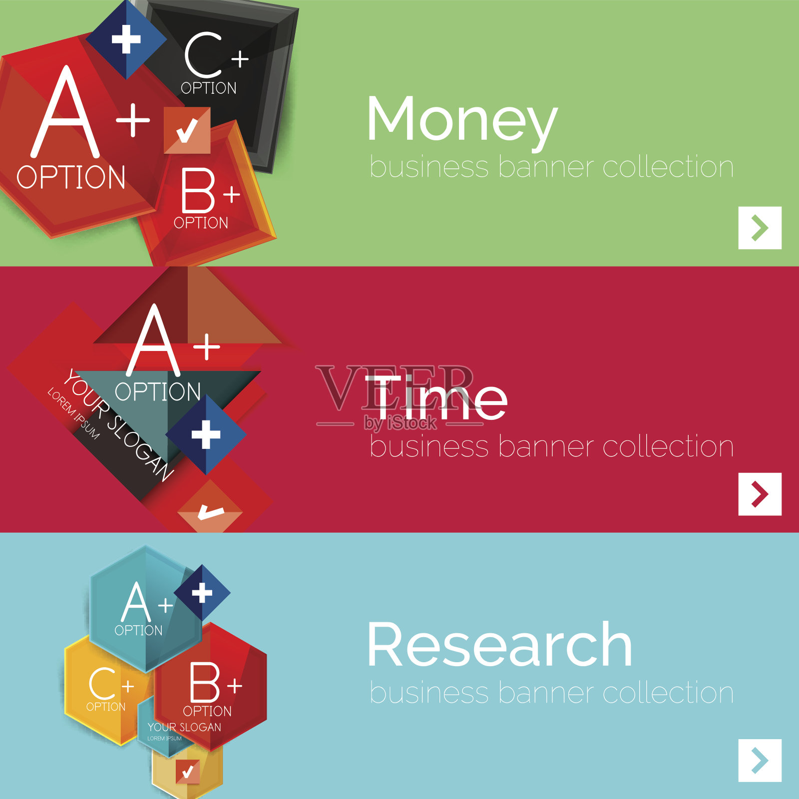平面设计纸信息图横幅集设计模板素材