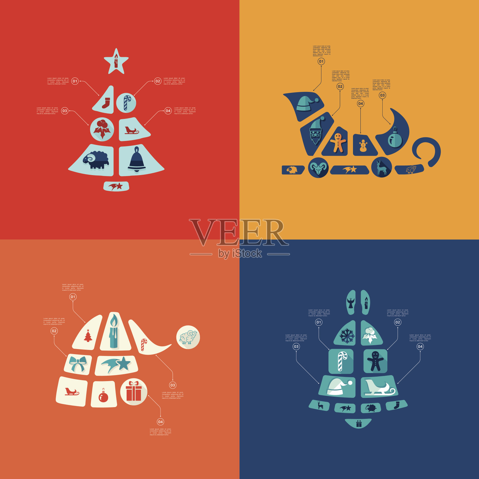 圣诞节平信息图表插画图片素材