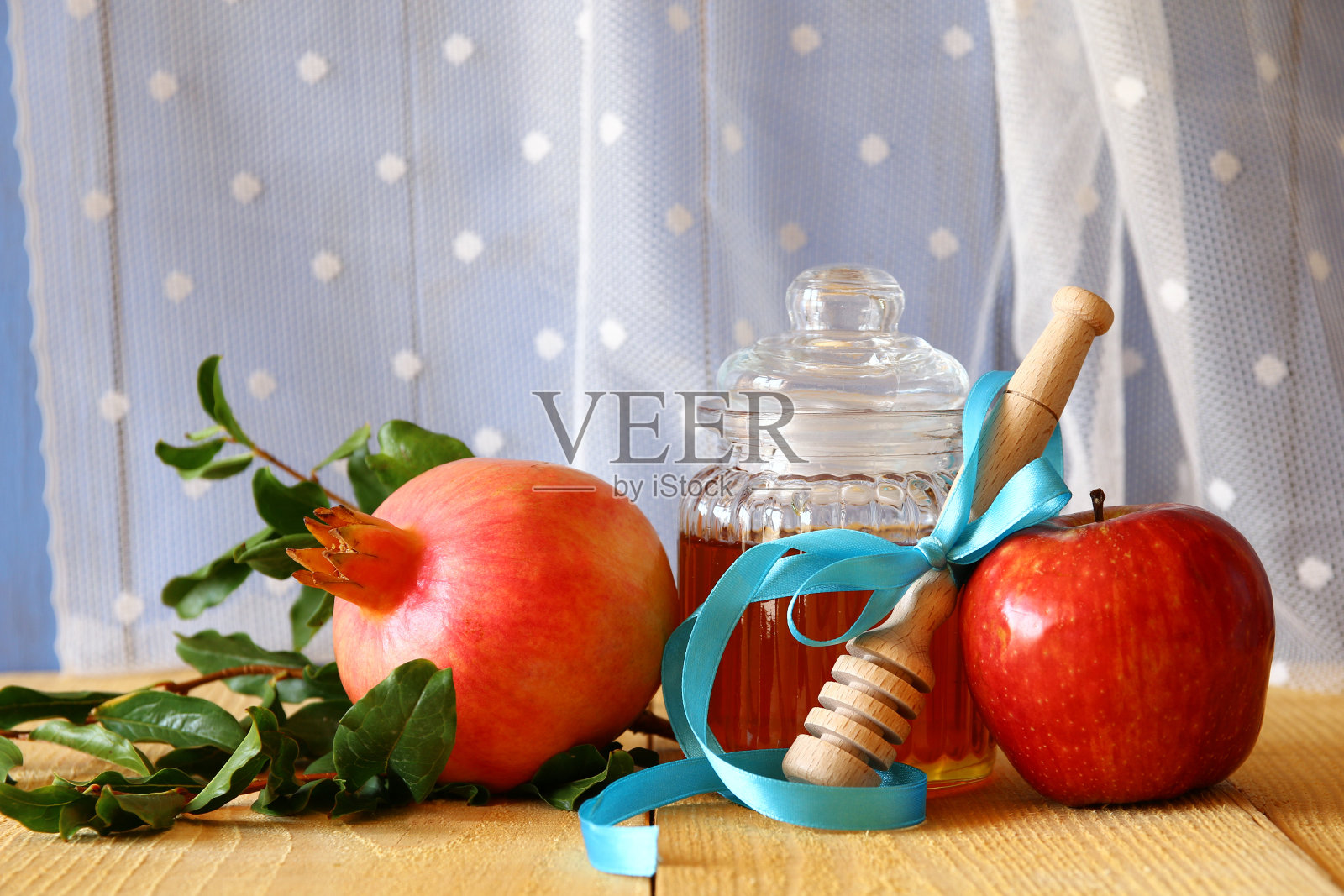 犹太新年的概念。传统符号照片摄影图片