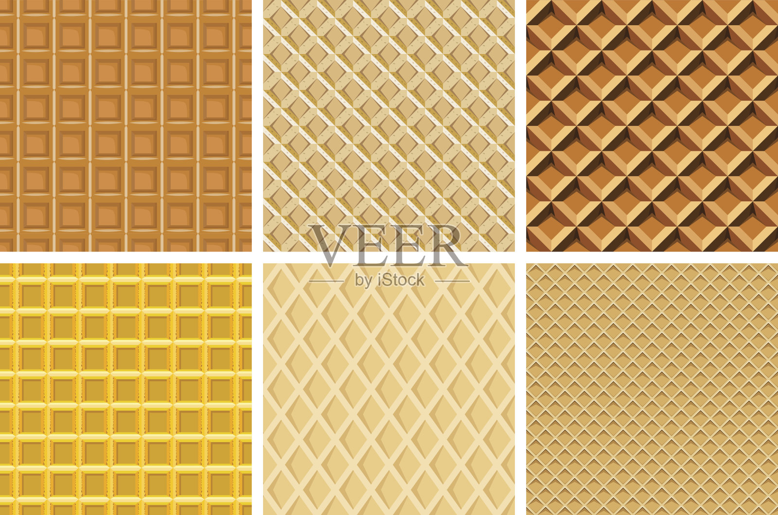 设置无缝模式与华夫饼纹理插画图片素材