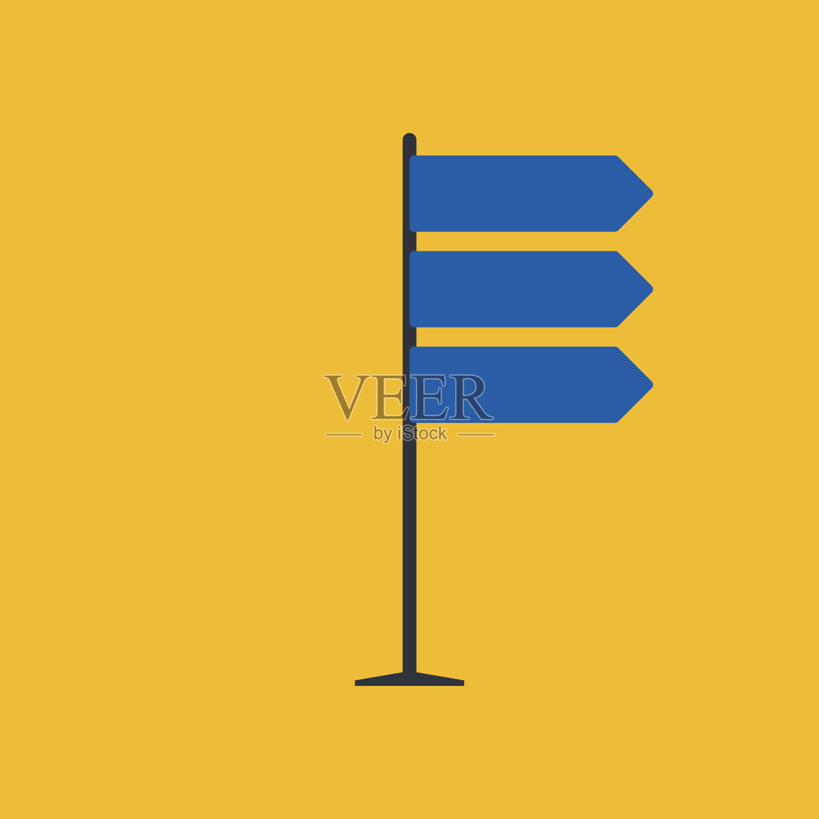 方向路标在黄色背景在平坦的风格插画图片素材