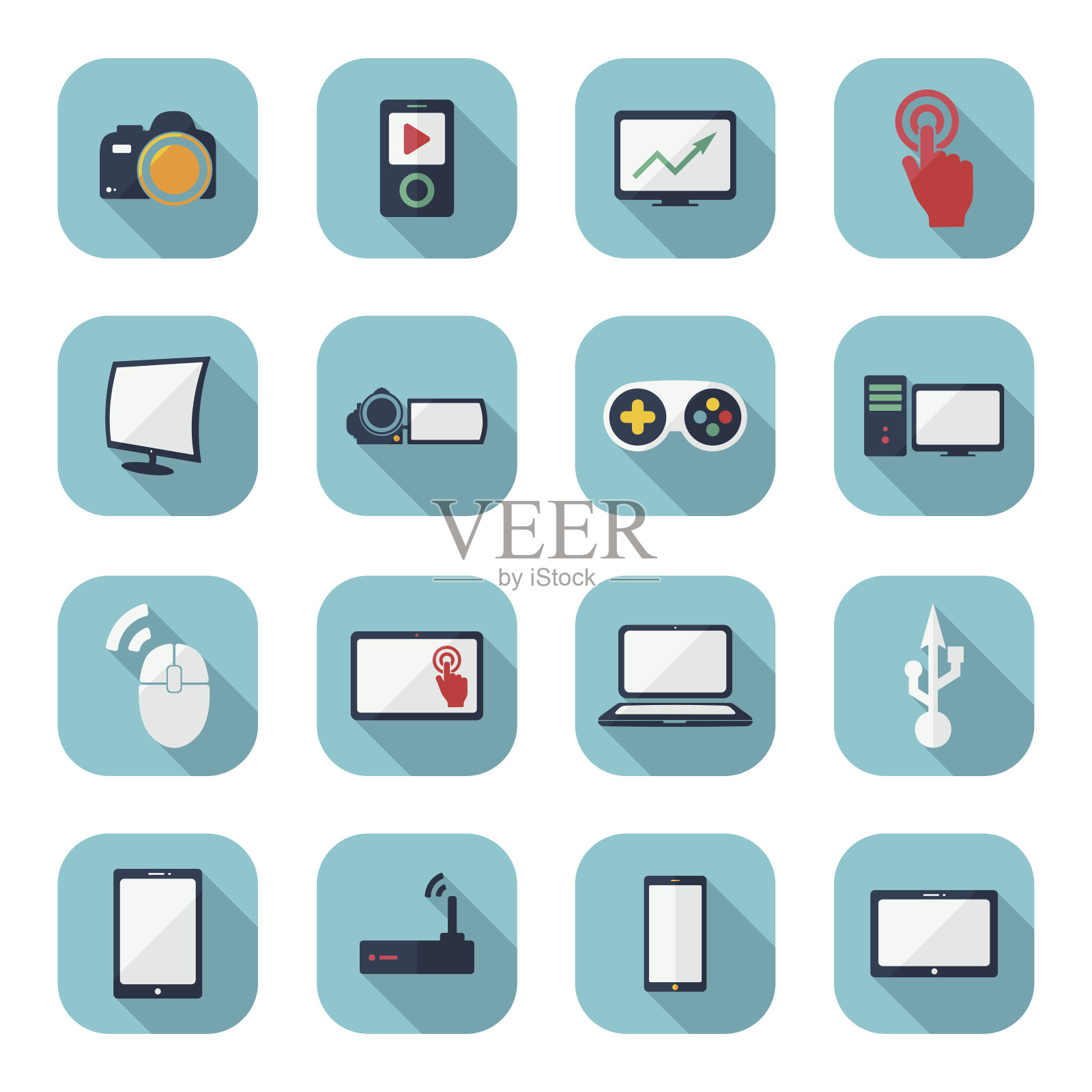 平面概念，集现代设计与阴影技术图标素材