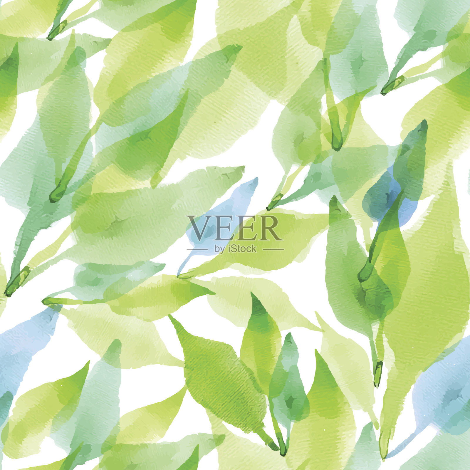 无缝矢量艺术设计水彩叶图案插画图片素材