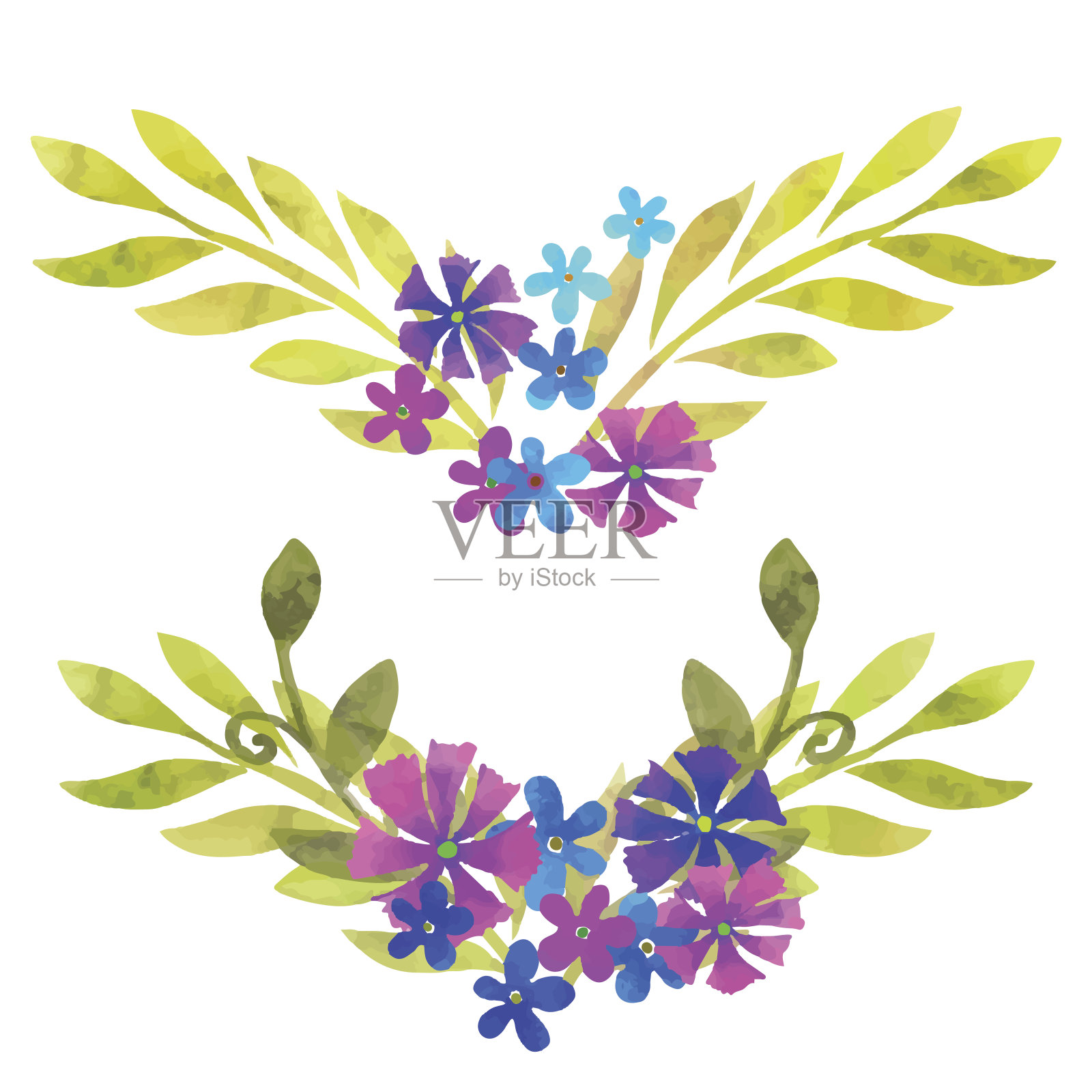 手绘水彩花束插画图片素材