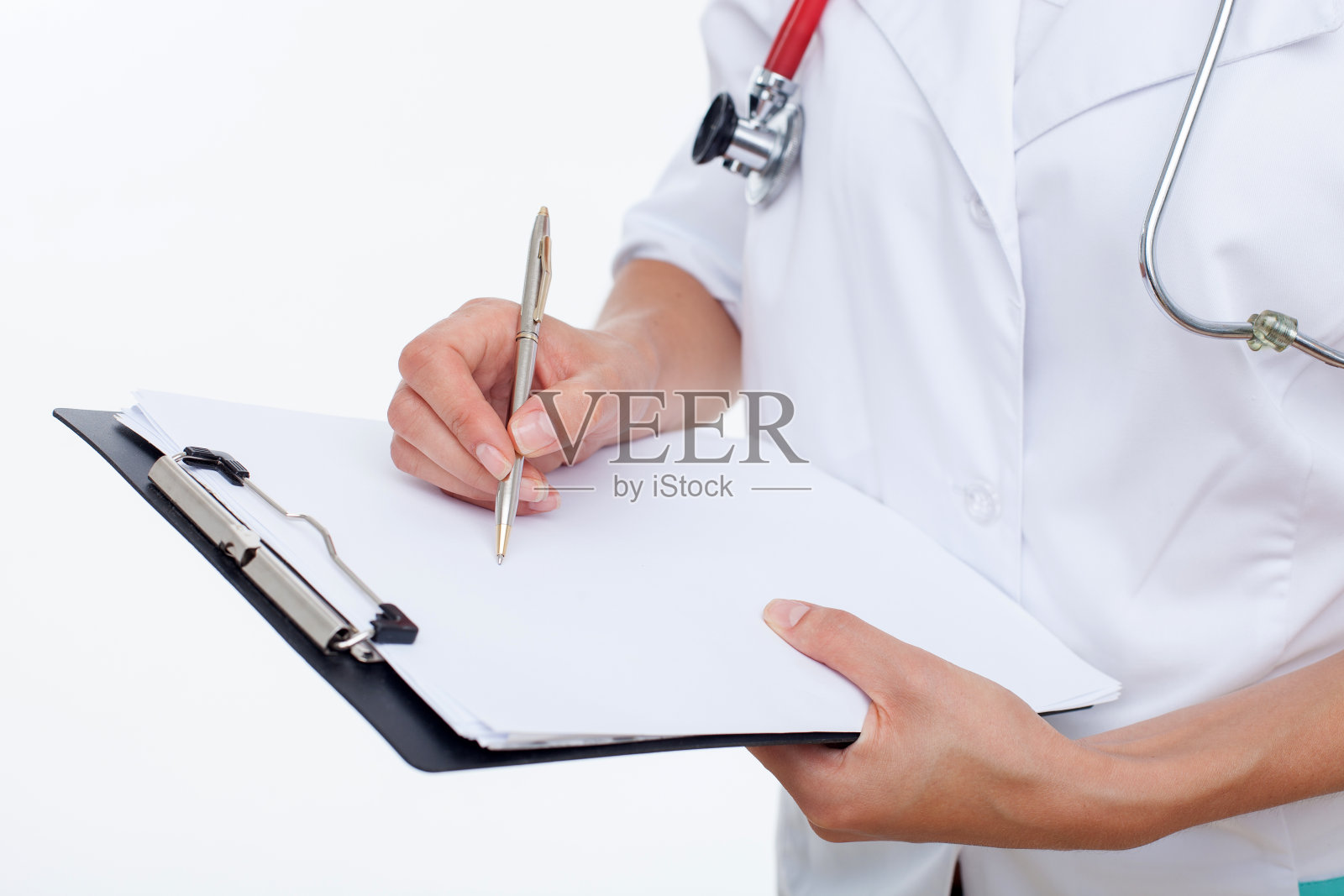 专业的年轻女医生正在疏导病人的健康照片摄影图片