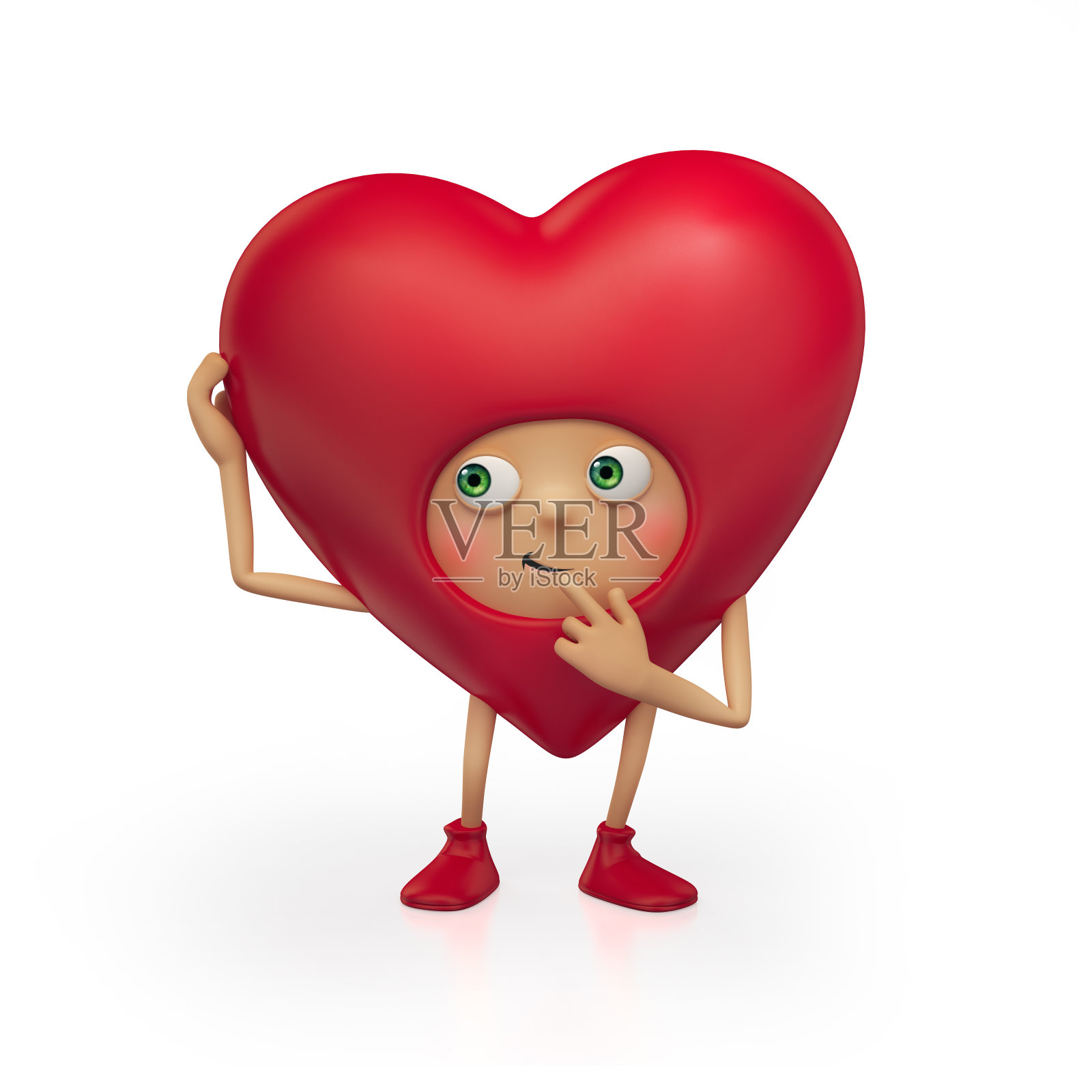 可爱的红心卡通孤立在白色的背景。情人节照片摄影图片