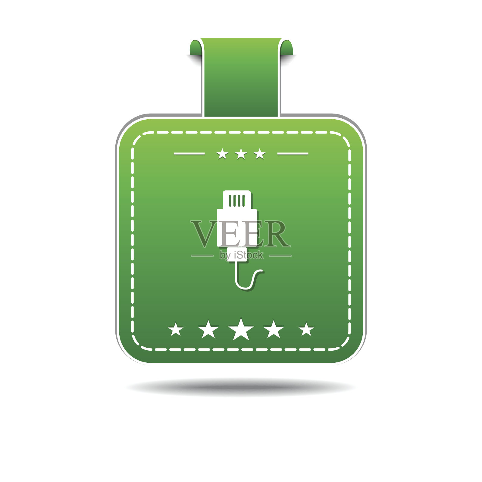 USB标志绿色矢量图标设计插画图片素材