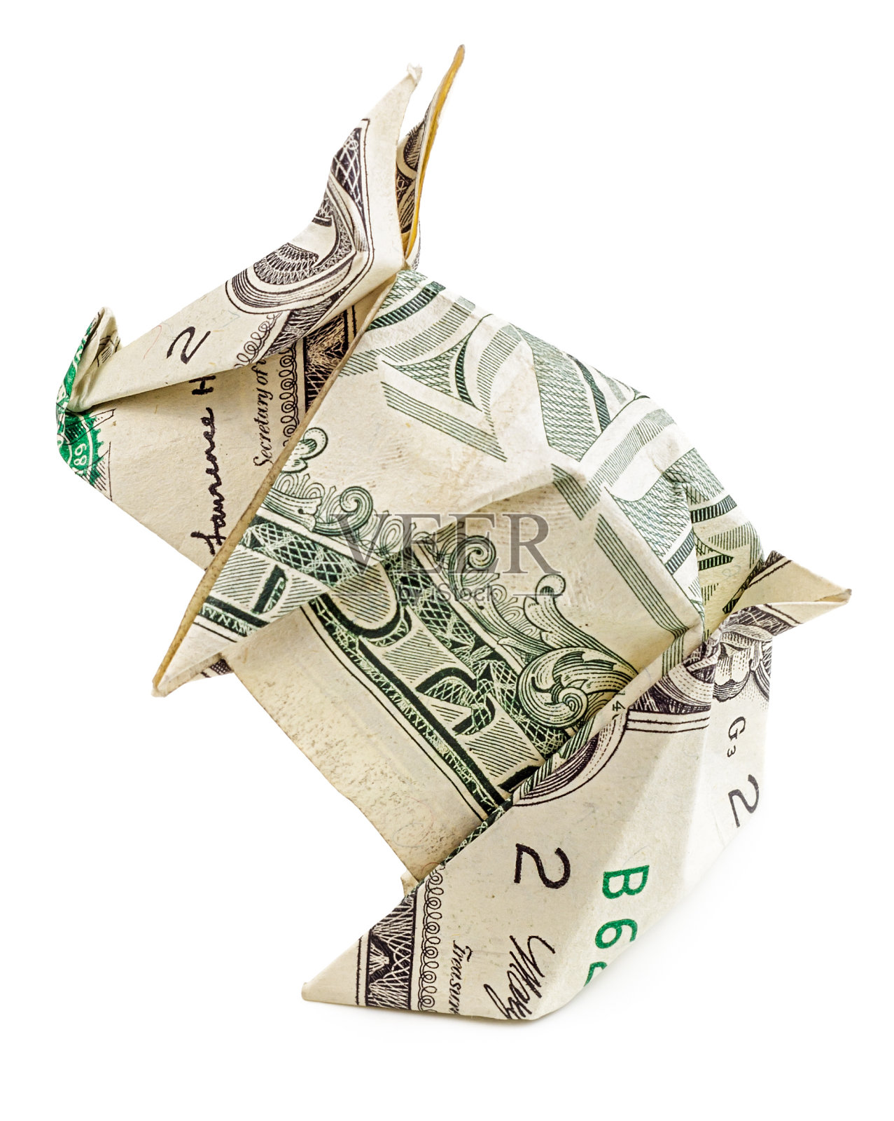 折纸小猪孤立在白色照片摄影图片