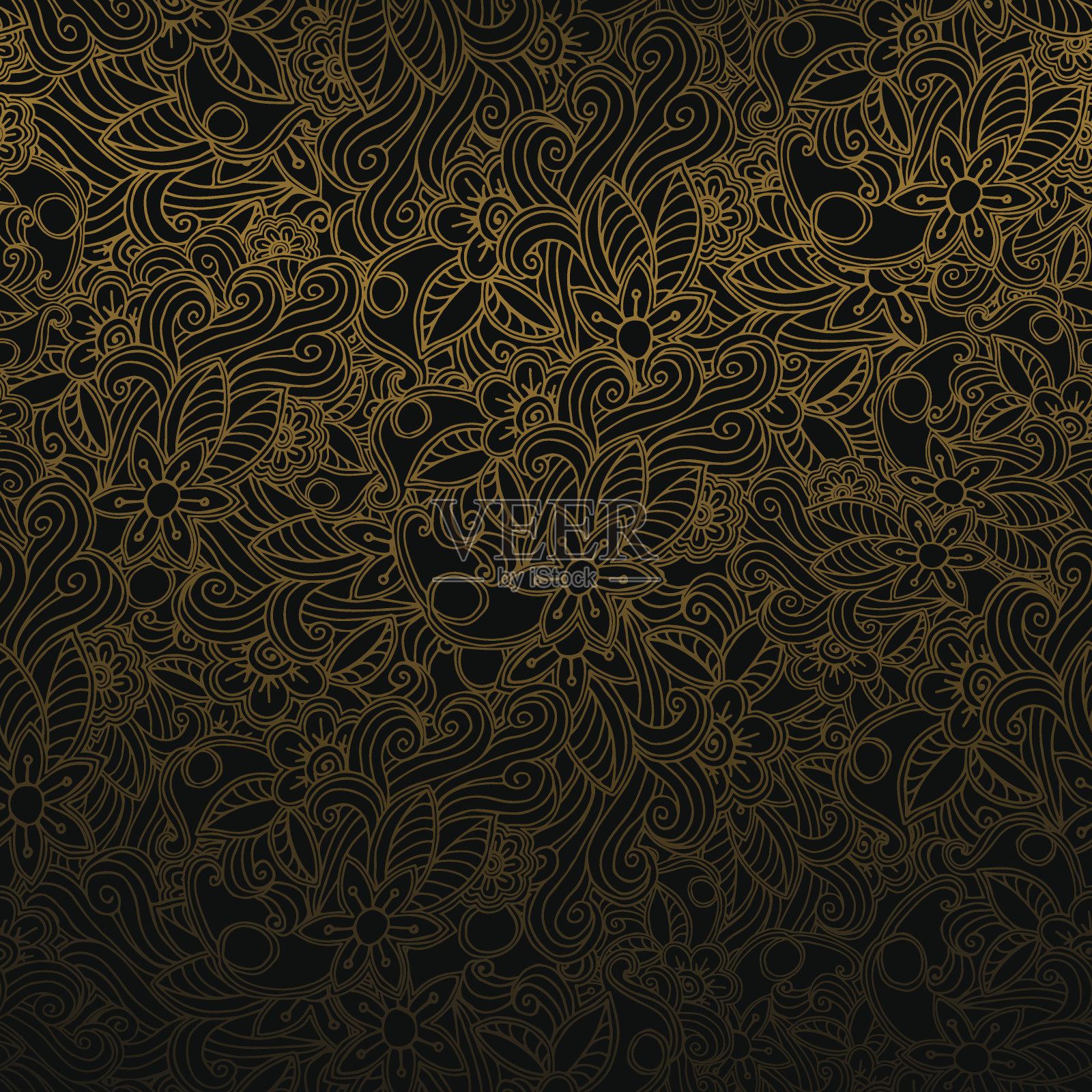 手绘无缝花卉图案。涂鸦风格插画图片素材