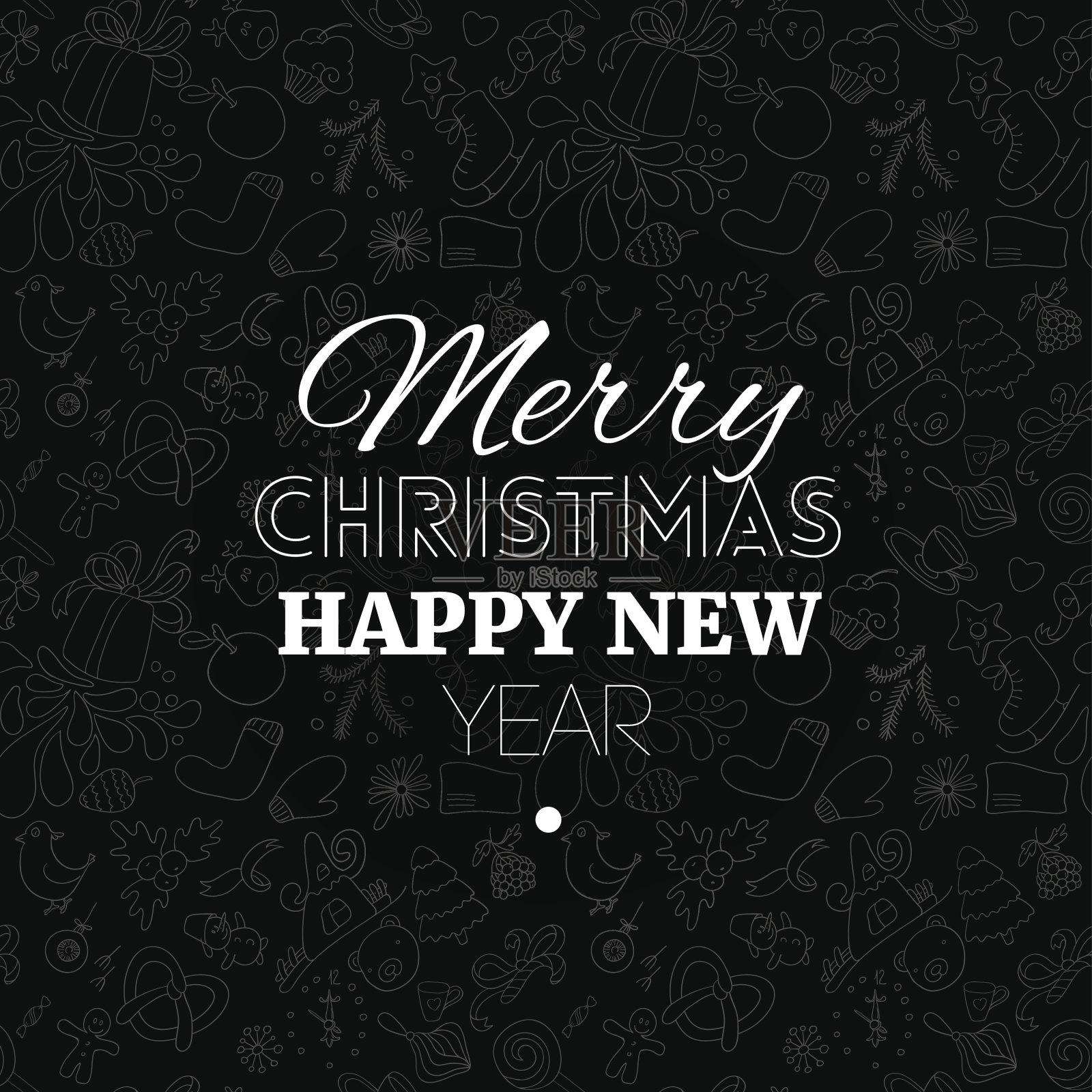 黑色字体，圣诞快乐插画图片素材