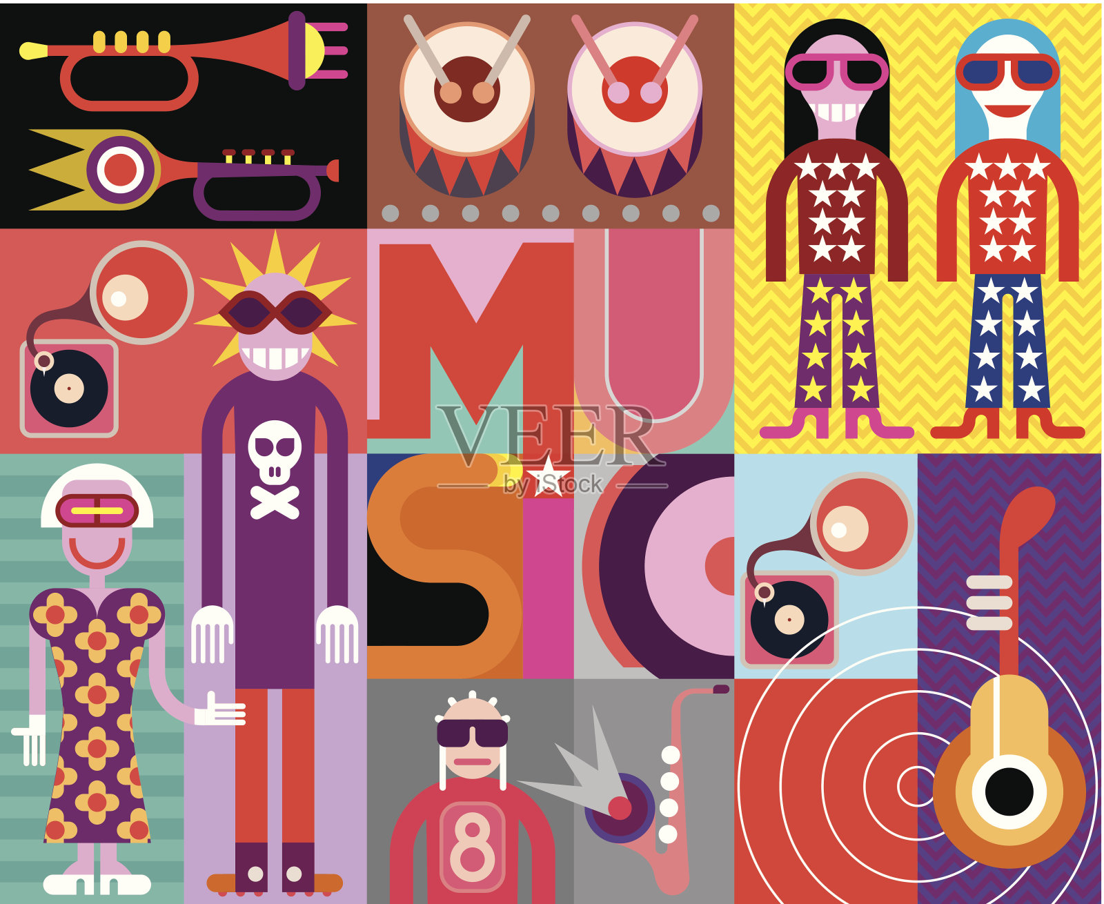 音乐-流行艺术矢量插图插画图片素材