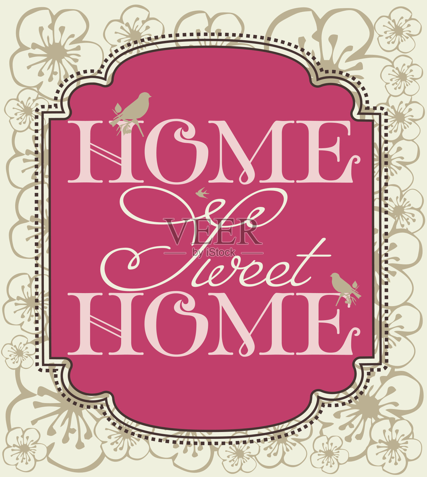 温馨家居卡片设计。插画图片素材