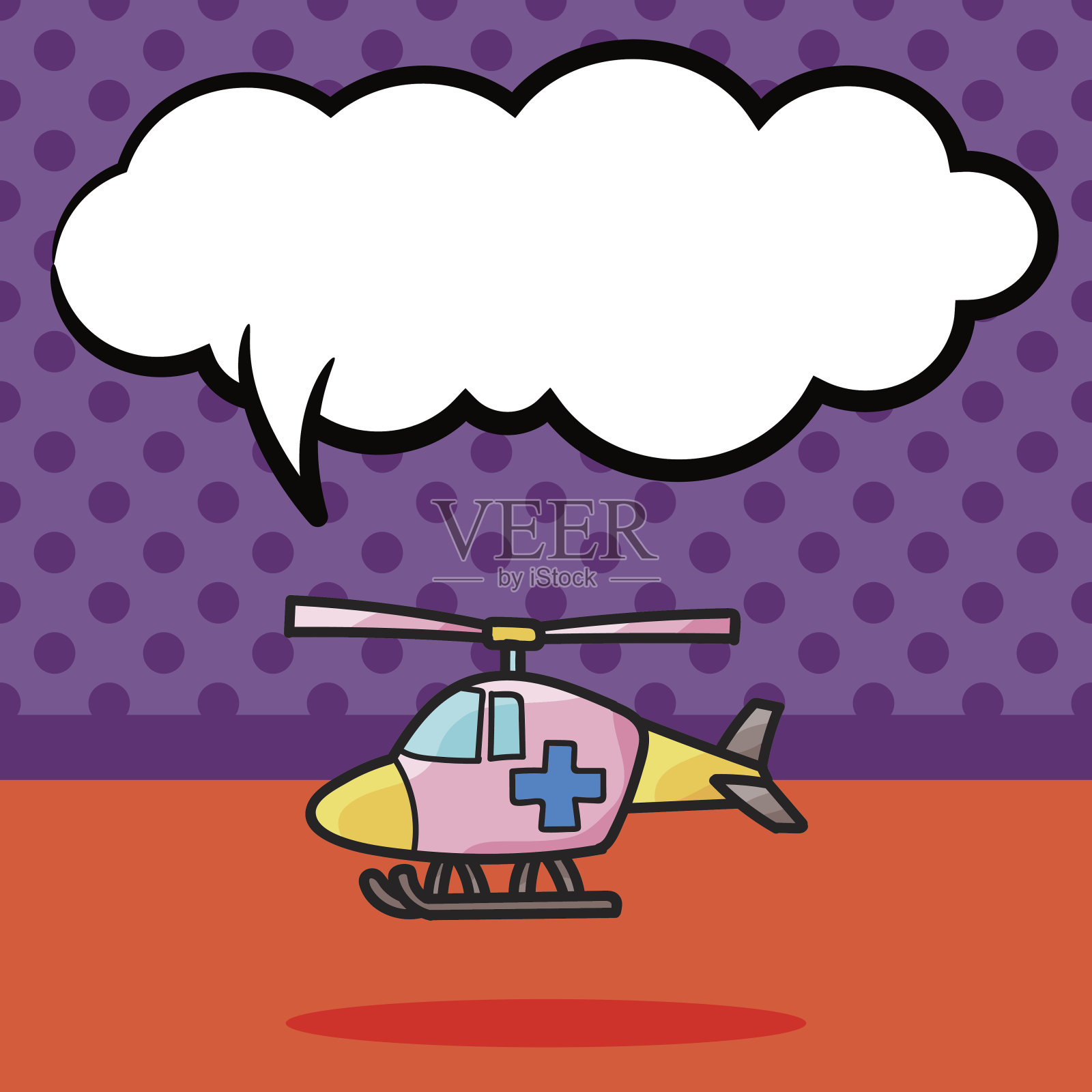 医用直升机彩色涂鸦，语音泡泡设计元素图片