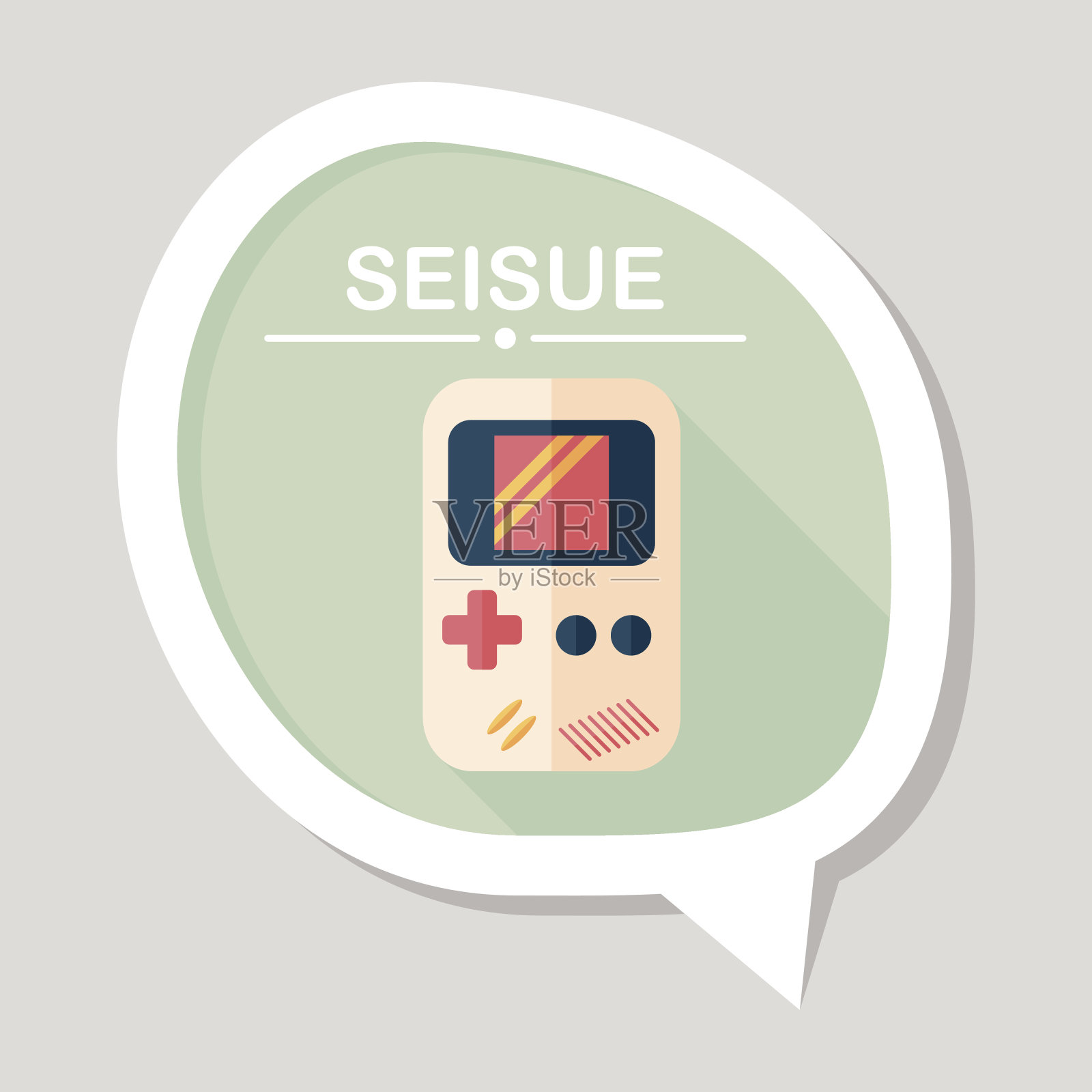 手持游戏平面图标与长阴影，eps 10插画图片素材