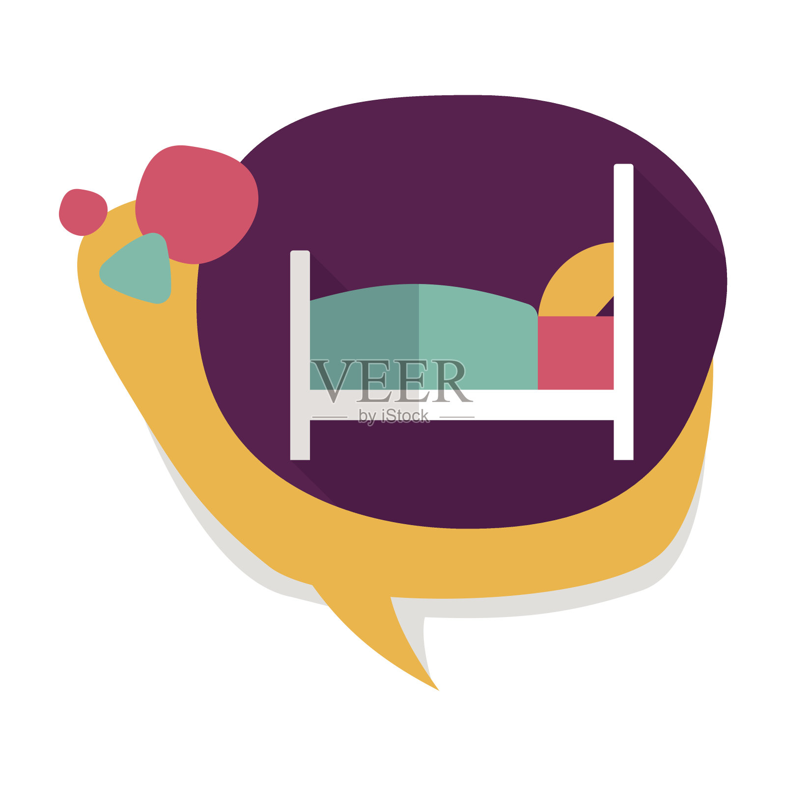 酒店平面图标与长影子插画图片素材