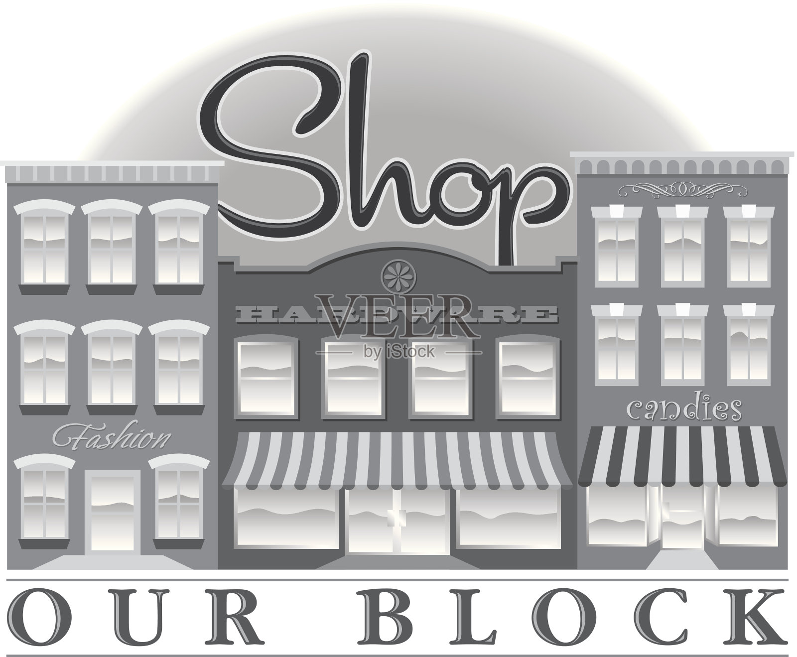 店铺及大厦标题插画图片素材