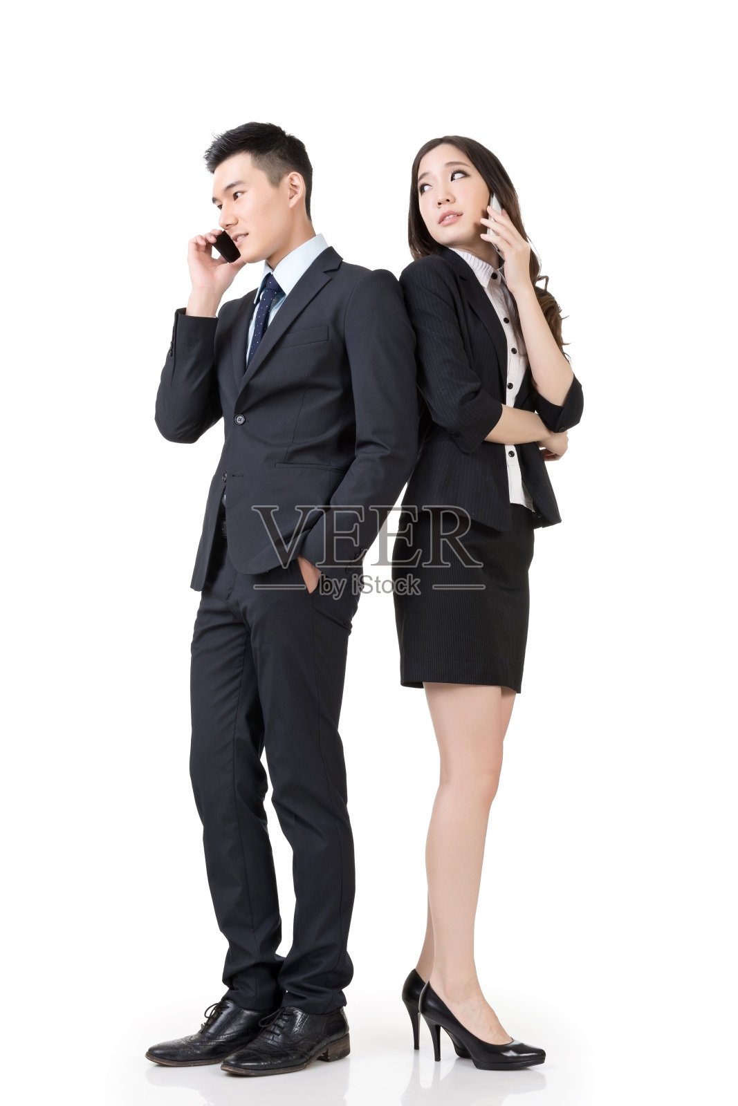 亚洲商人和女商人打个电话照片摄影图片