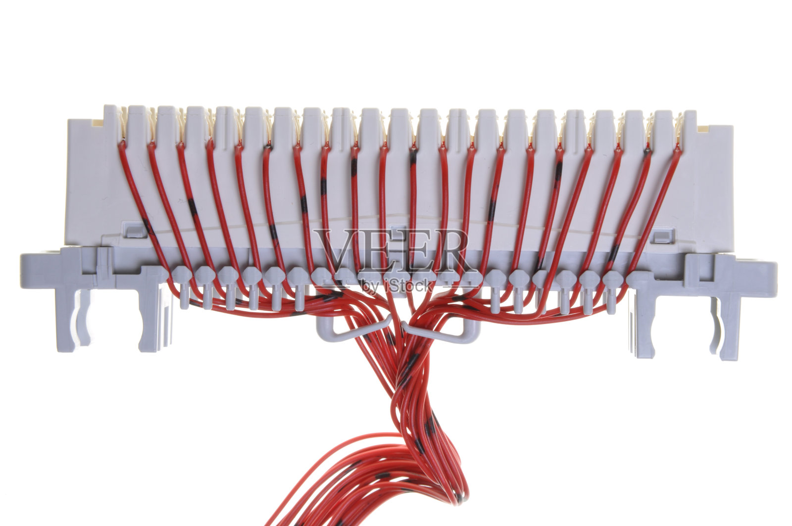 电话交换机面板上有红色电线照片摄影图片