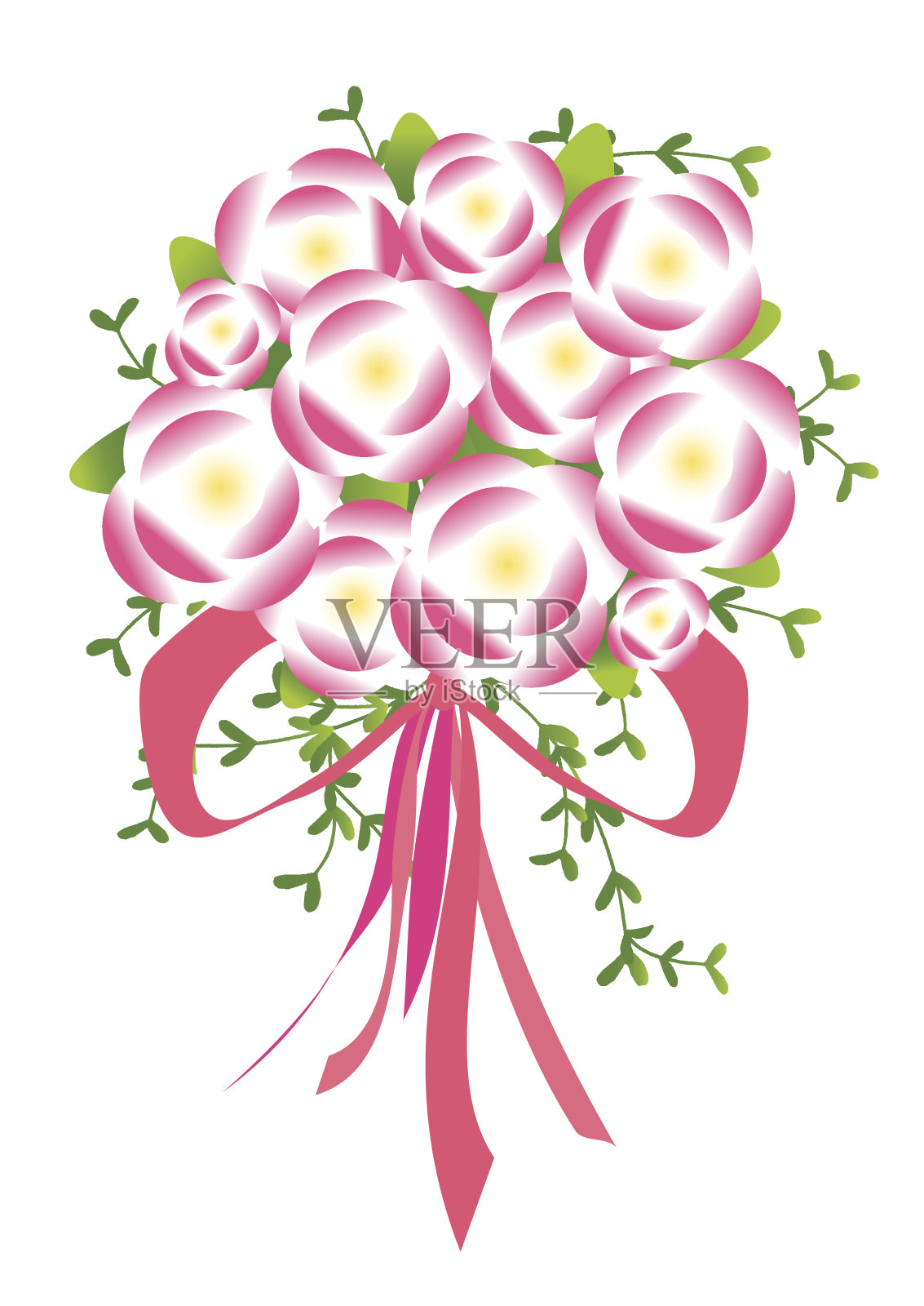 矢量插图。每股收益10。美丽的花束孤立的背景在一个平坦的风格。扁花贺卡。插画图片素材