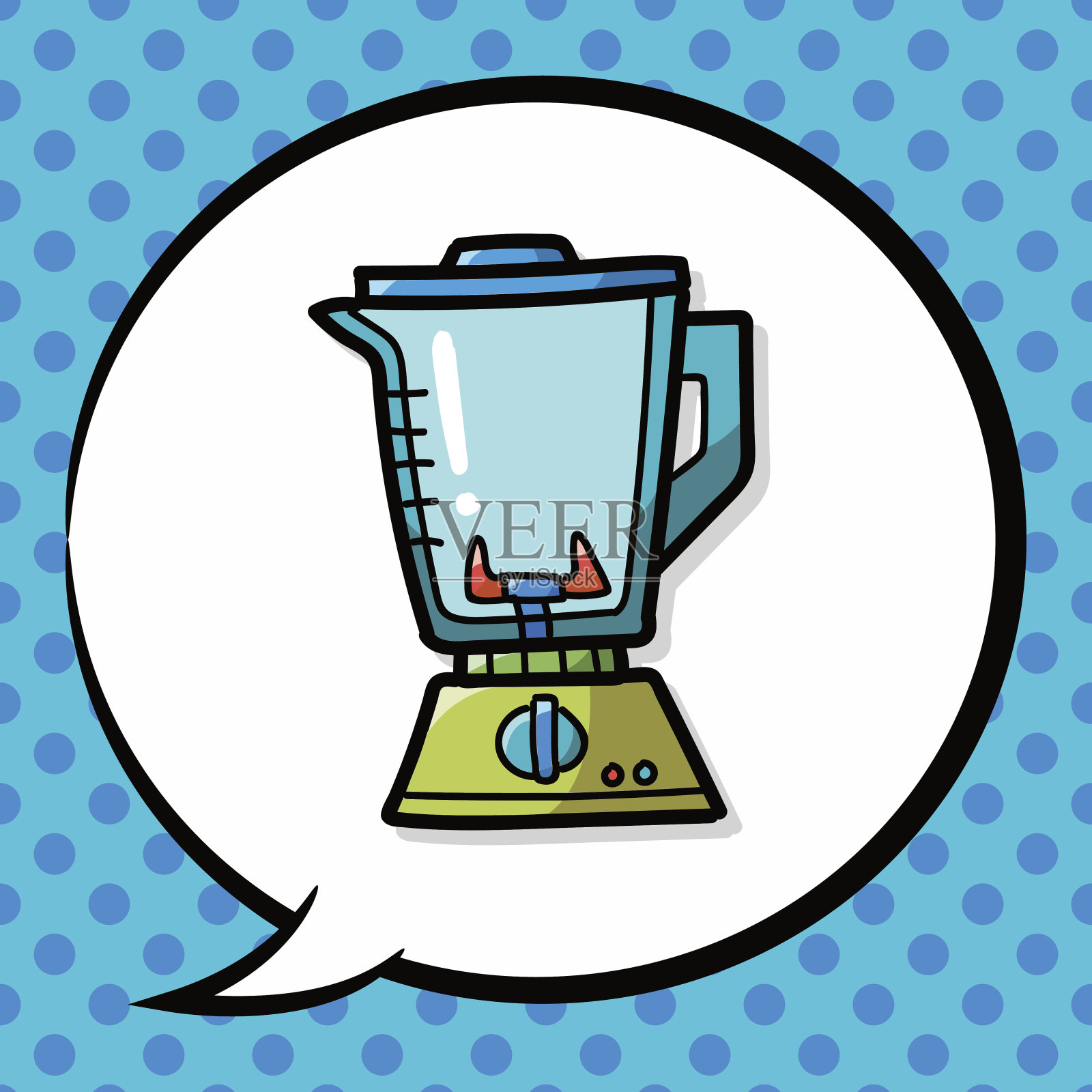 榨汁机彩色涂鸦，语音泡泡插画图片素材