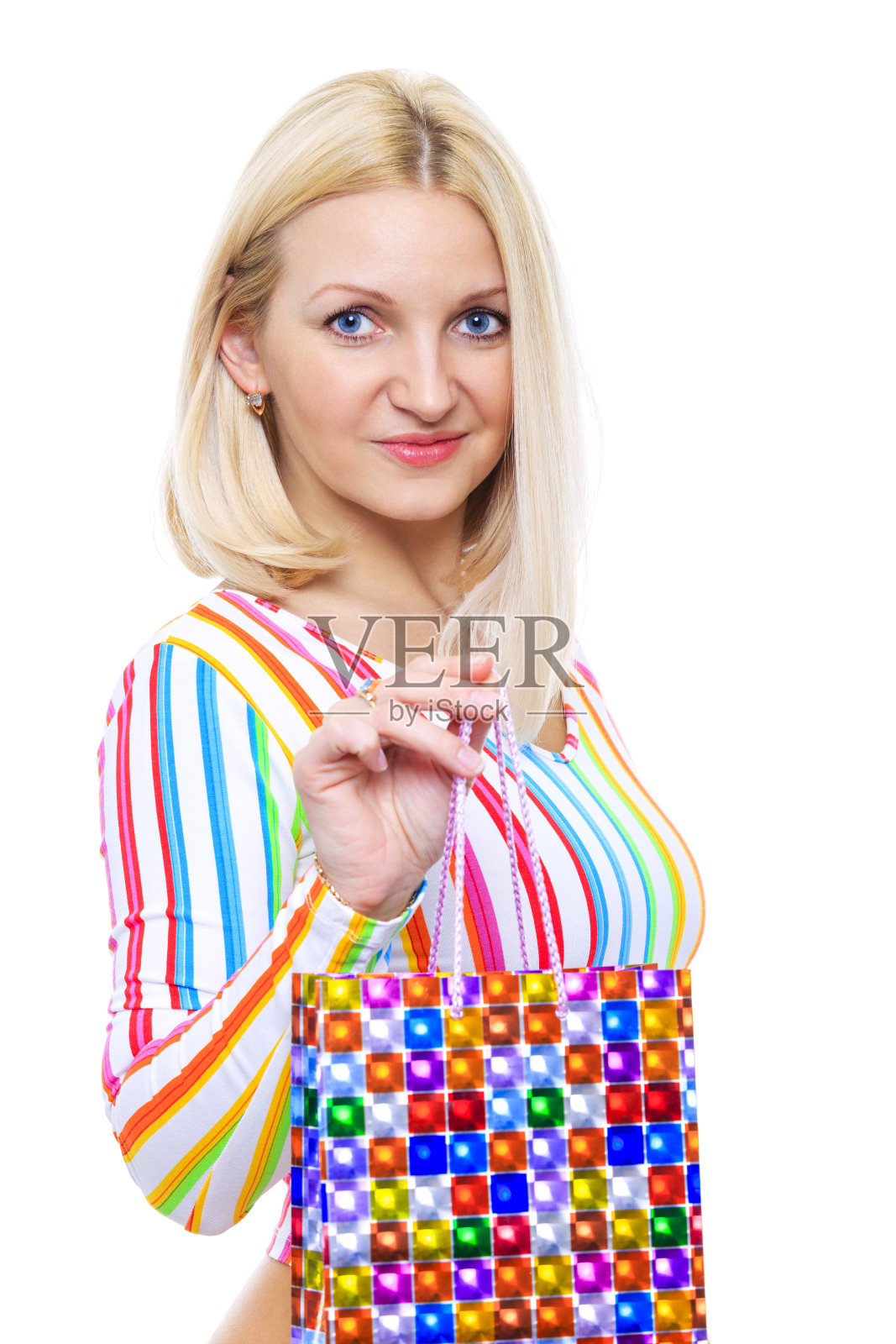 可爱的金发碧眼，面带微笑照片摄影图片