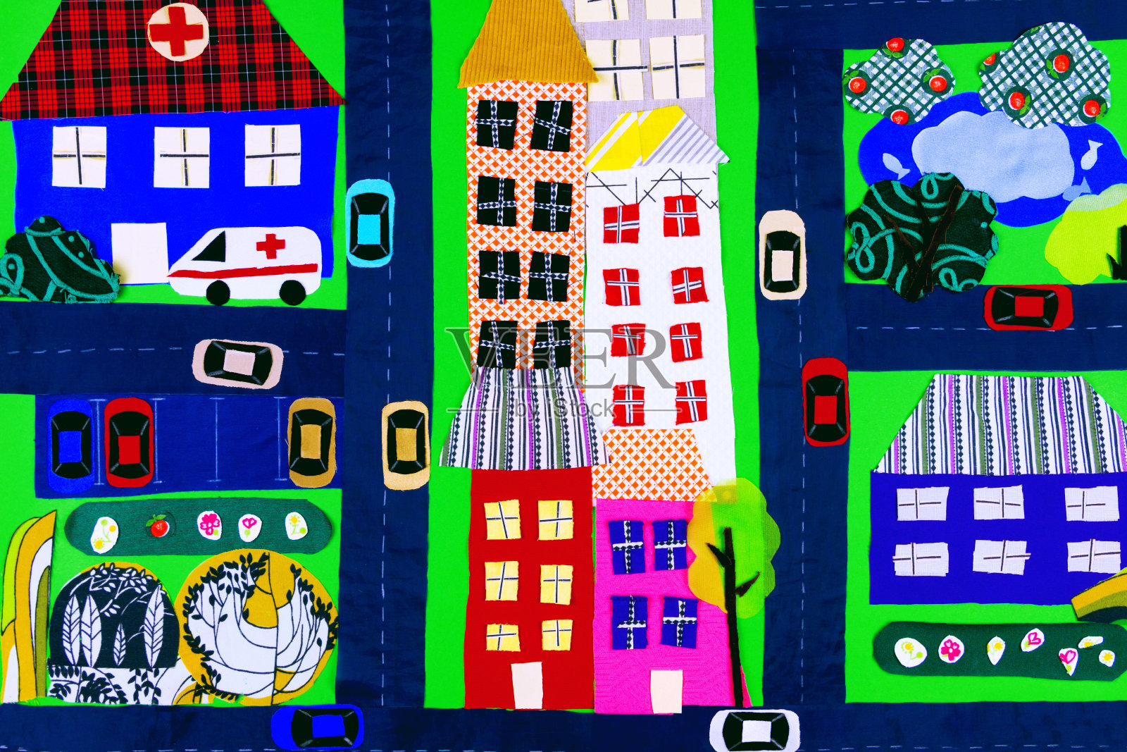 缝纫概念：布料城镇照片摄影图片