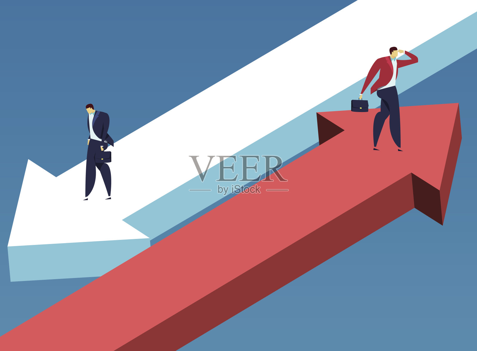 箭头上的商人插画图片素材