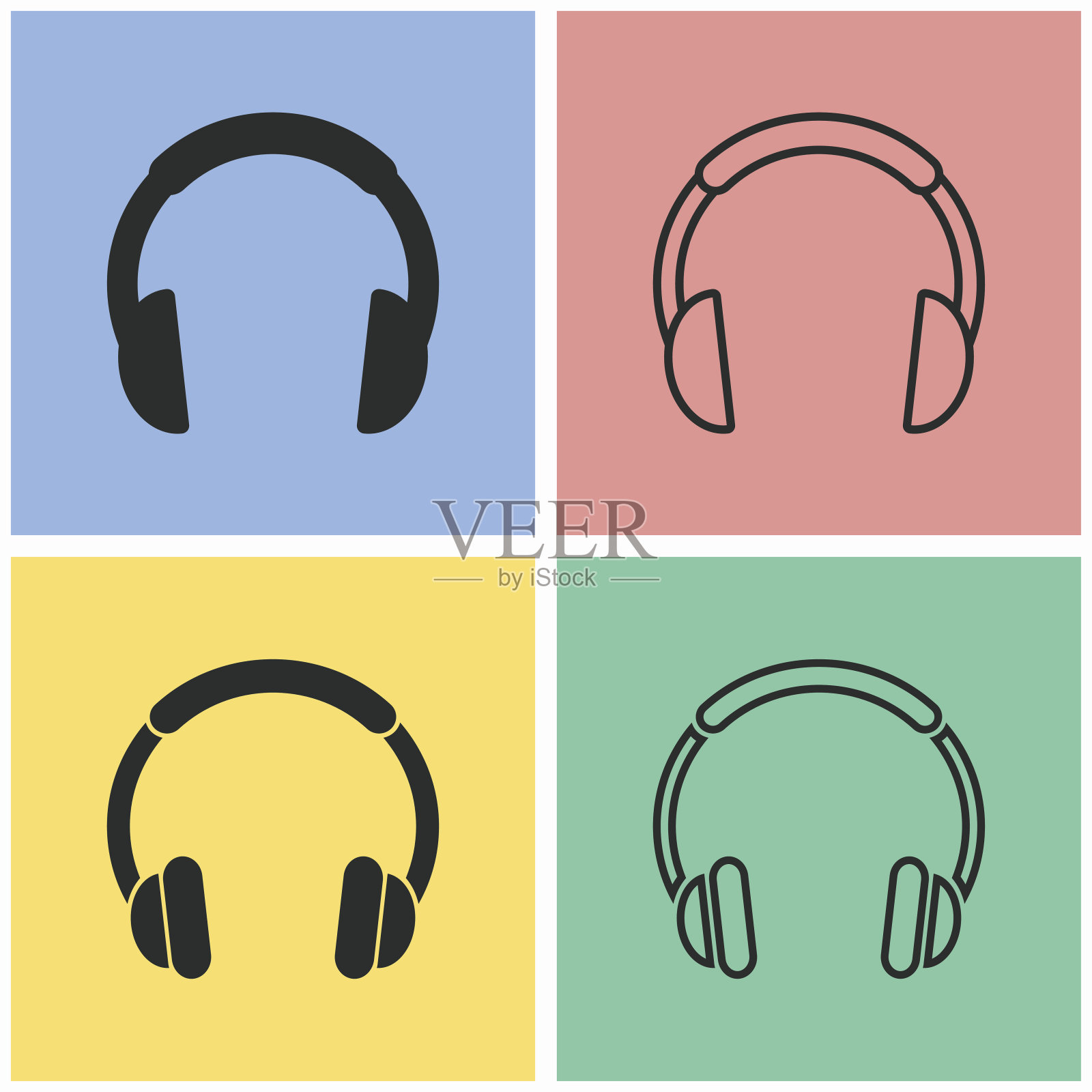 耳机图标集。插画图片素材