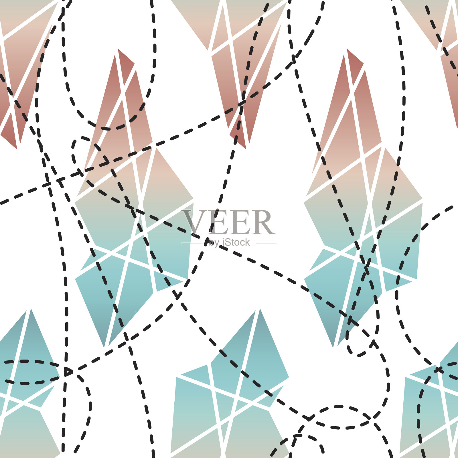 现代无缝图案：彩色钻石和水晶插画图片素材