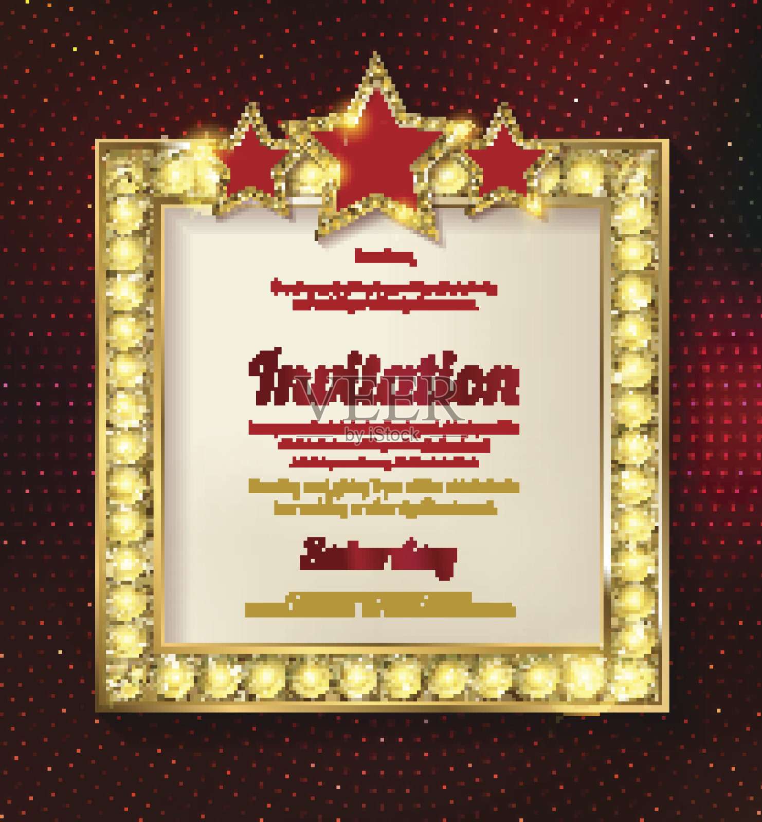 复古marquee时尚的框架与灯泡。设计模板素材