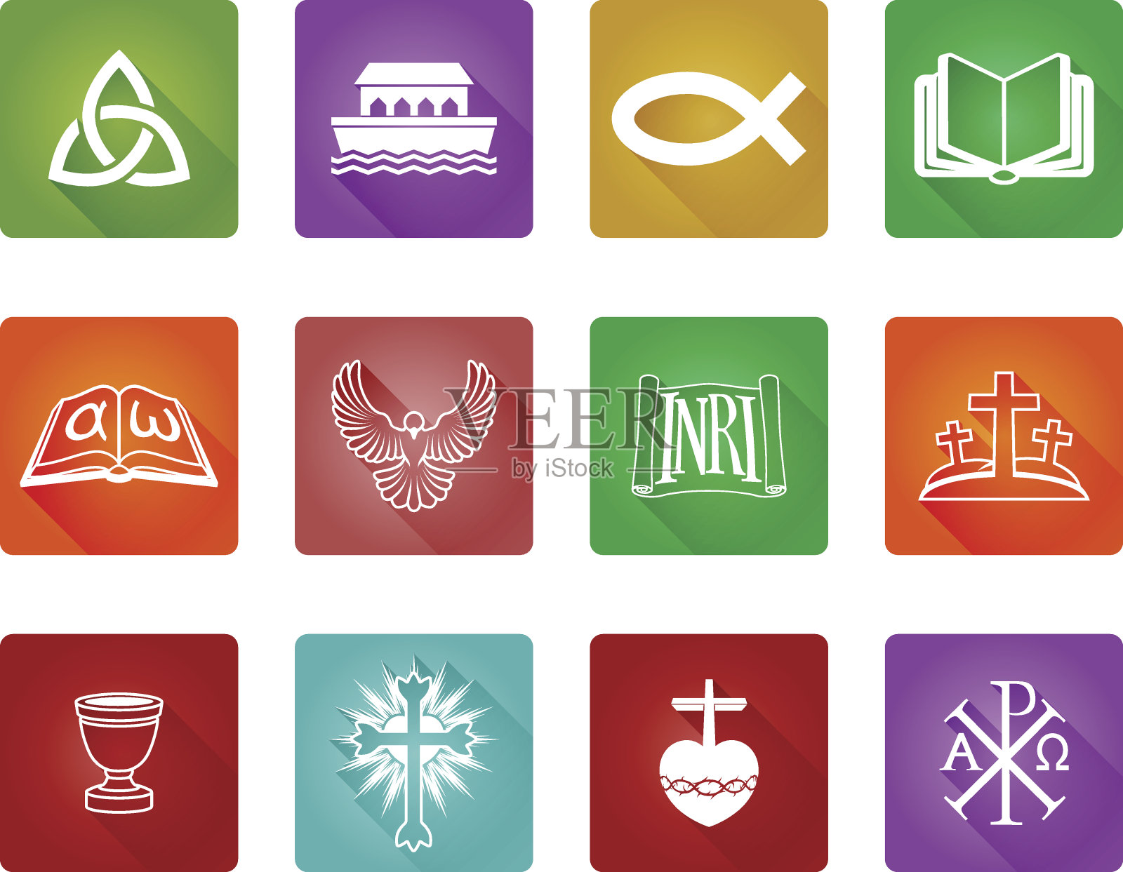 基督教图标设置插画图片素材