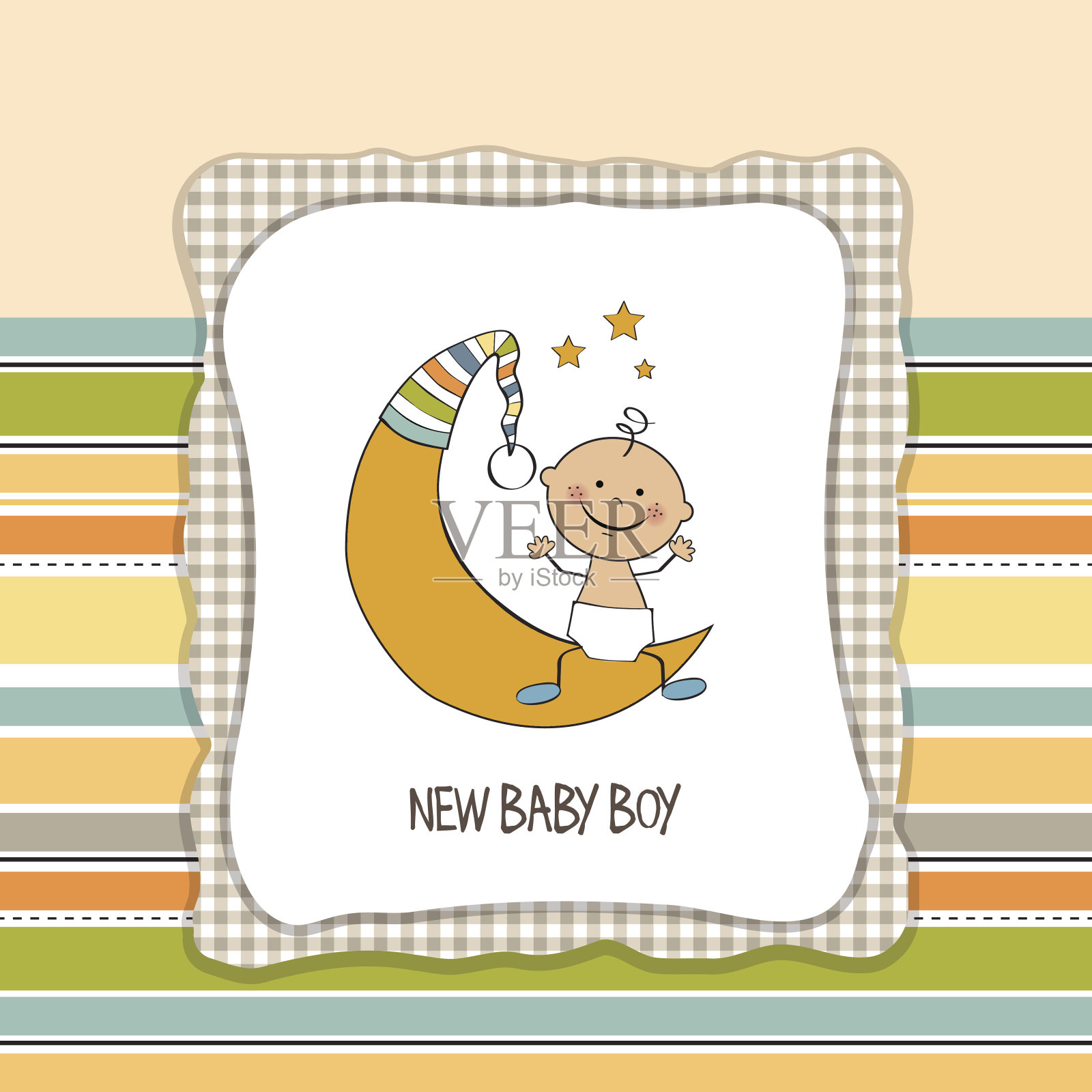 男婴淋浴卡插画图片素材