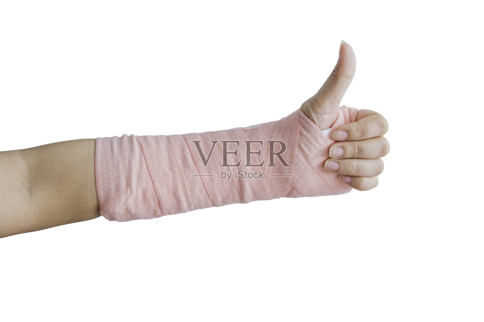 夹板，骨折，手骨折孤立在白色背景上照片摄影图片