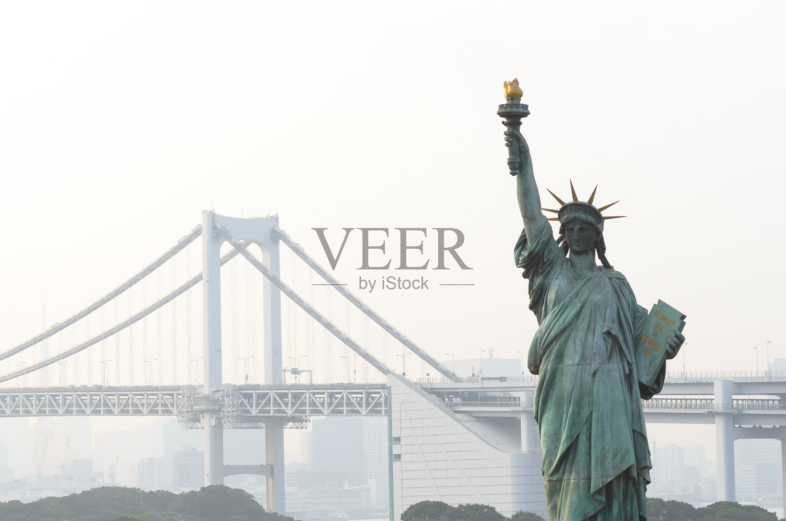 台场的自由女神像的复制品照片摄影图片