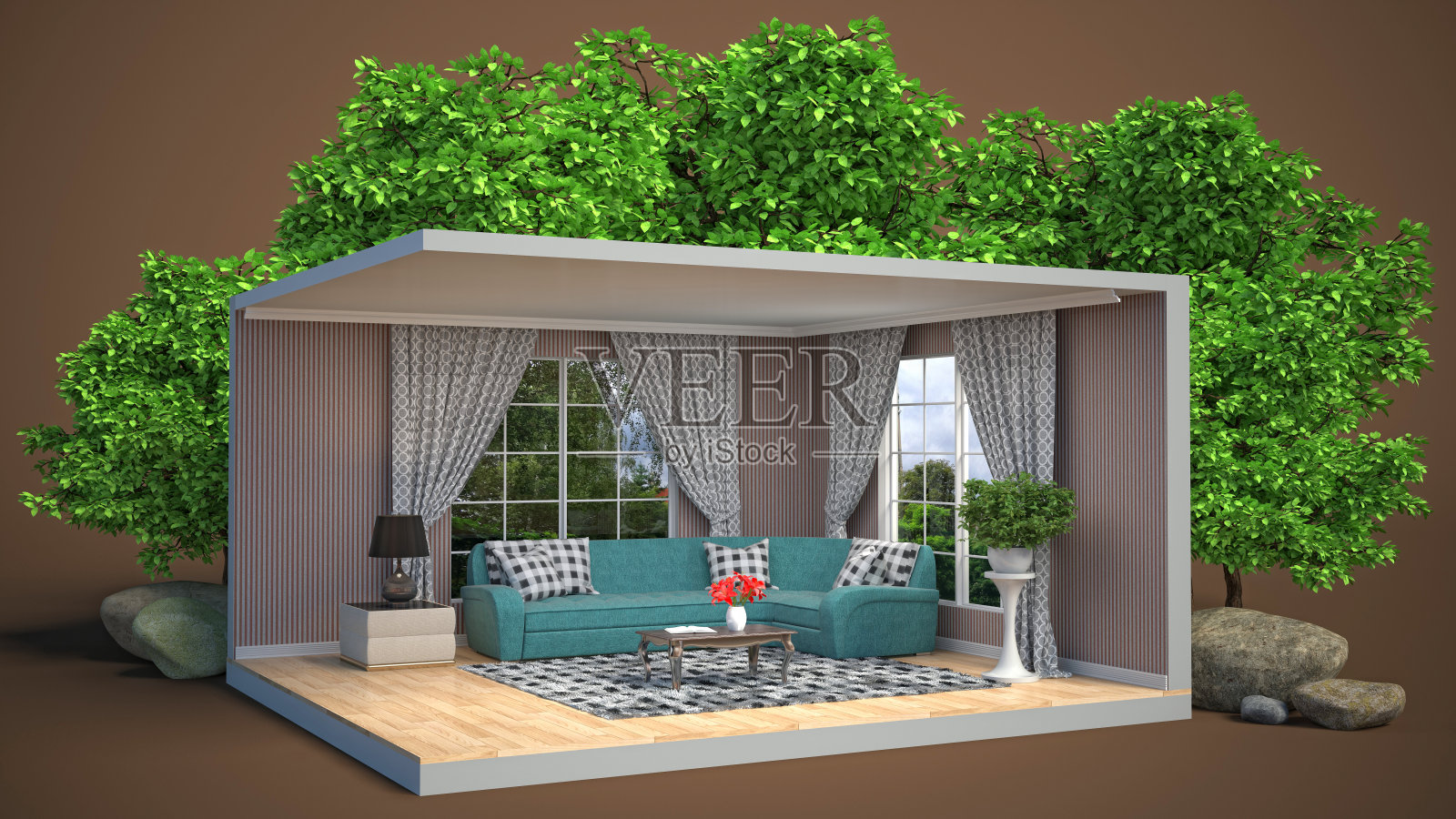 室内客厅。三维演示照片摄影图片