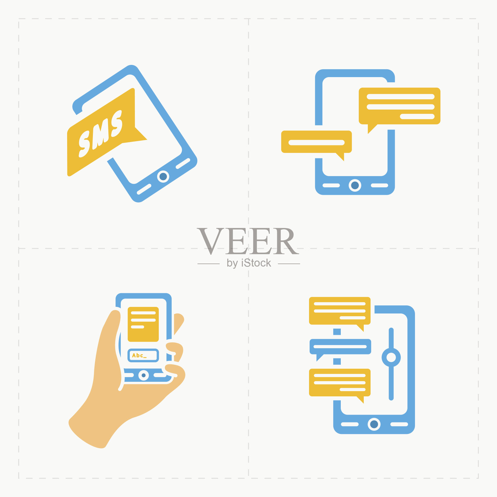 多彩的平面社交图标集图标素材