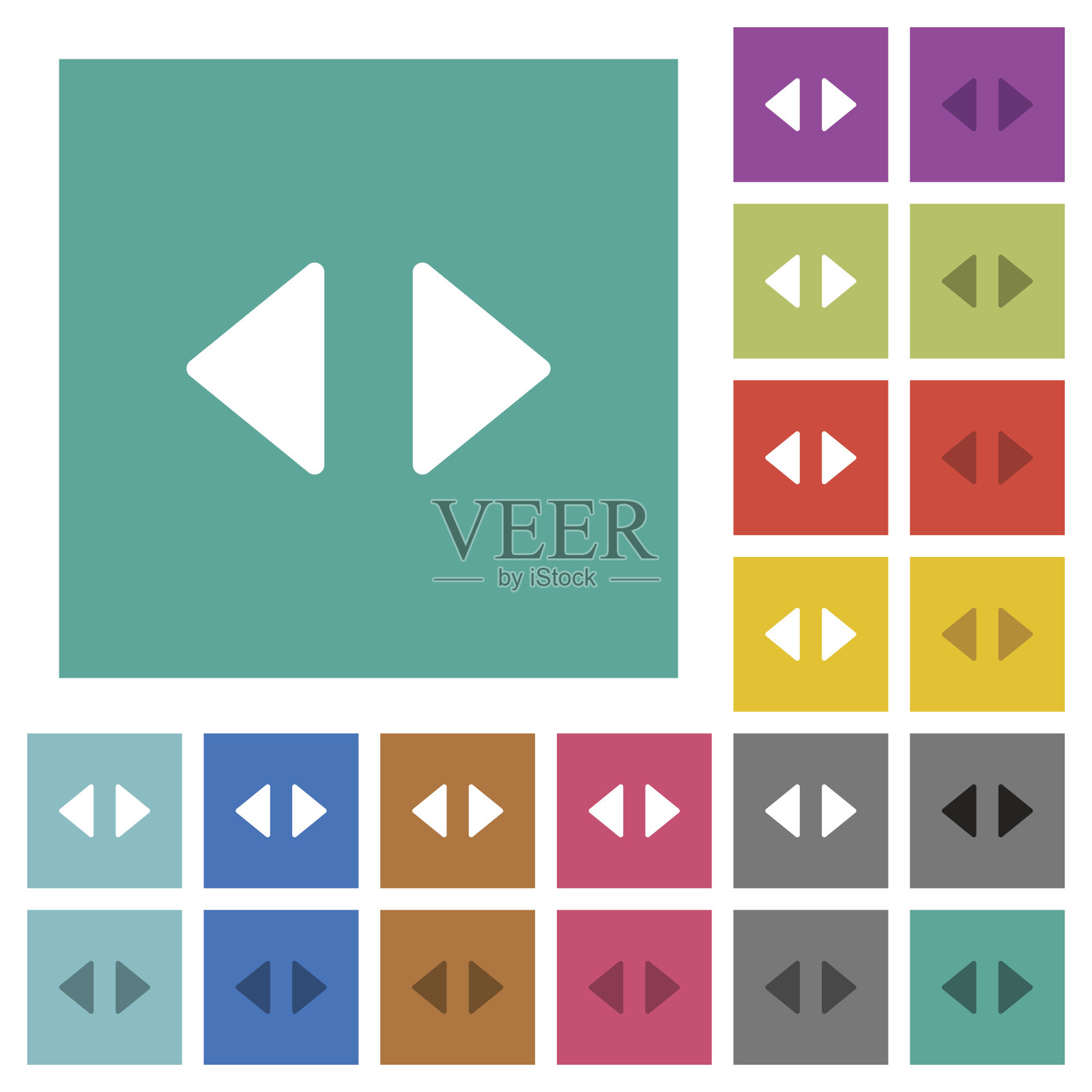 水平控制箭头方形平多色图标插画图片素材