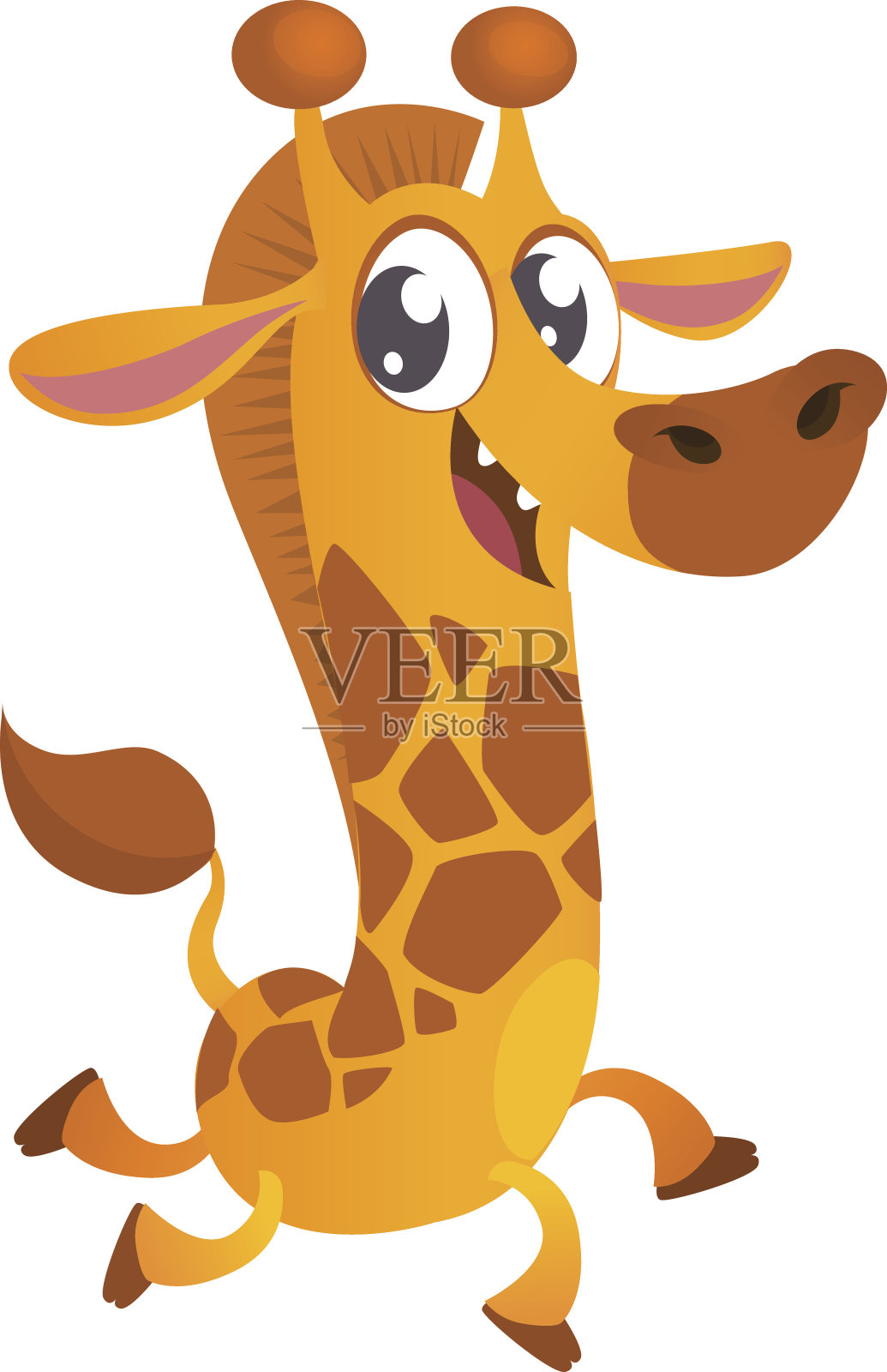 可爱的卡通长颈鹿人物图标。野生动物集合。孩子的教育。孤立在白色背景上。平面设计。矢量图设计元素图片