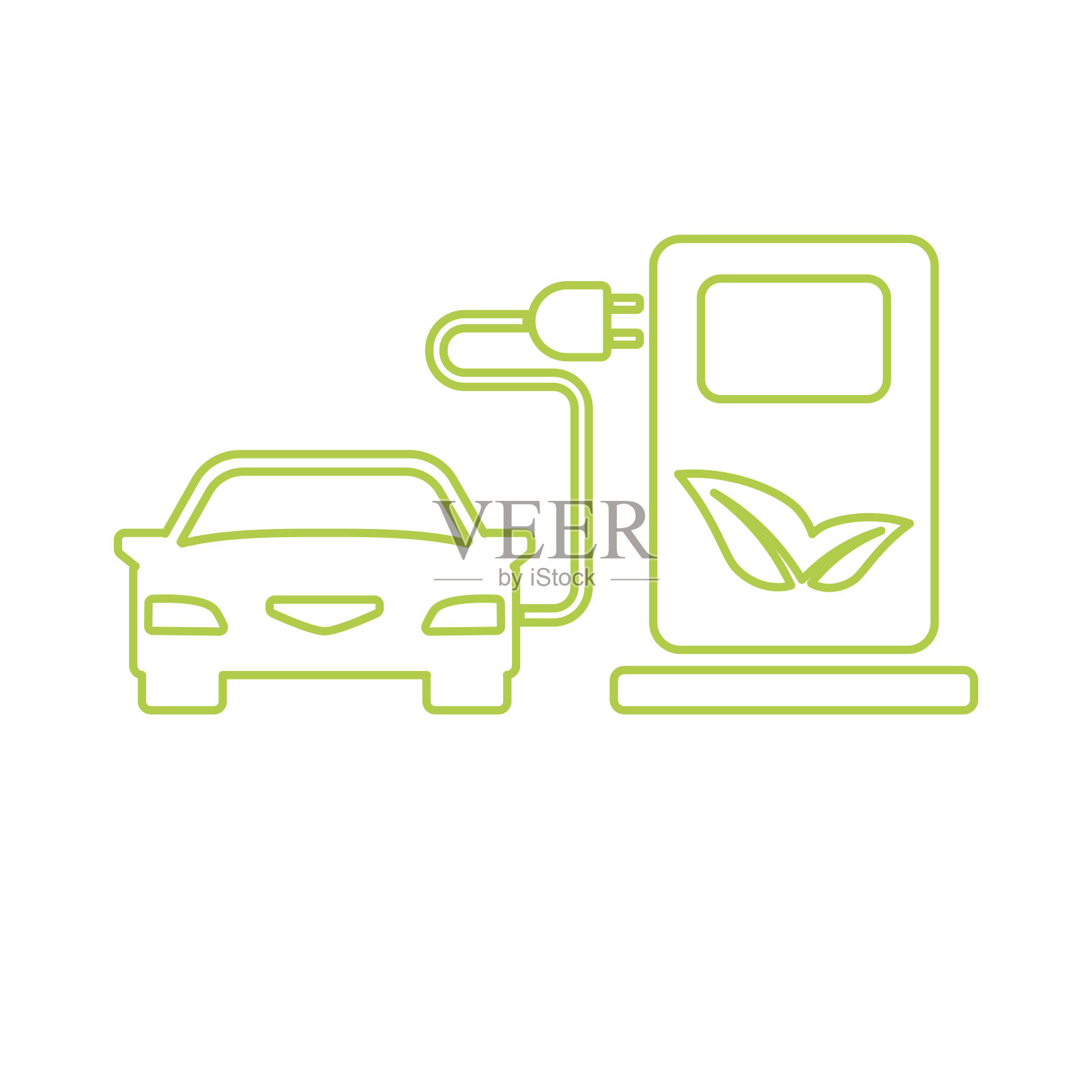 绿色电动汽车充电点图标向量设计元素图片