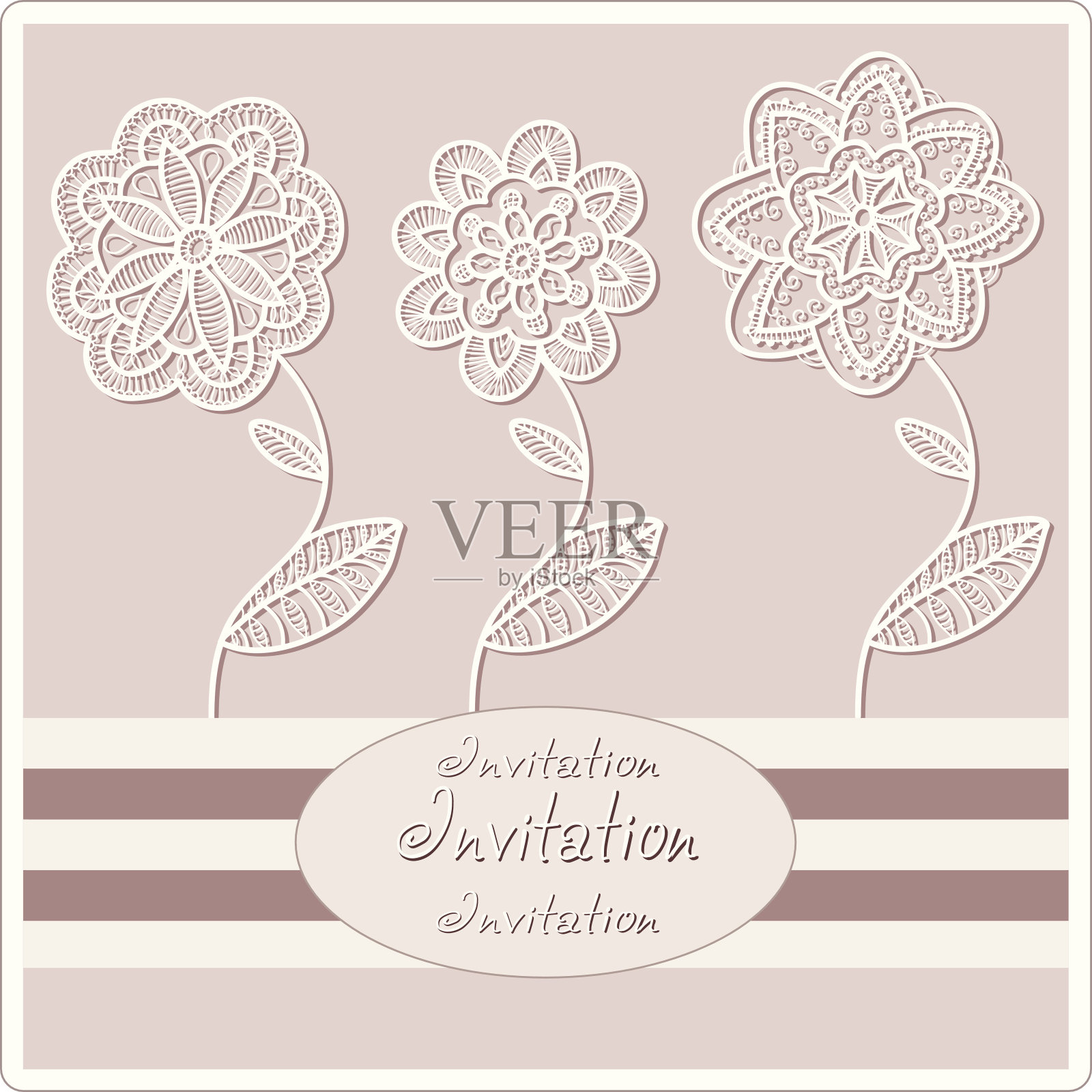 抽象背景、装饰图形鲜花、婚礼请柬设计设计模板素材