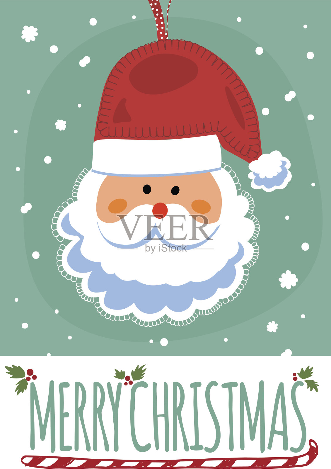 圣诞节主题明信片与圣诞老人设计模板素材