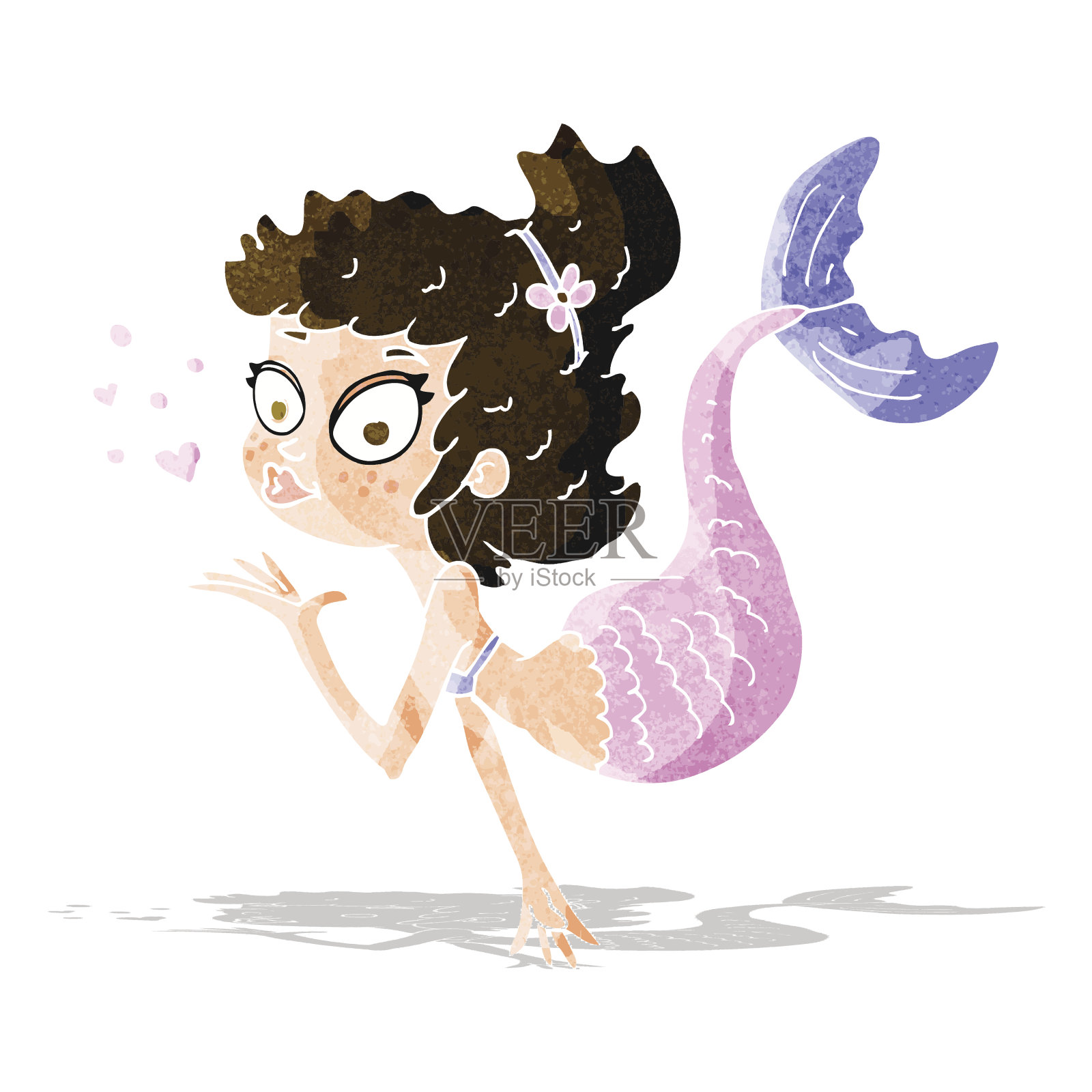 卡通漂亮的美人鱼插画图片素材