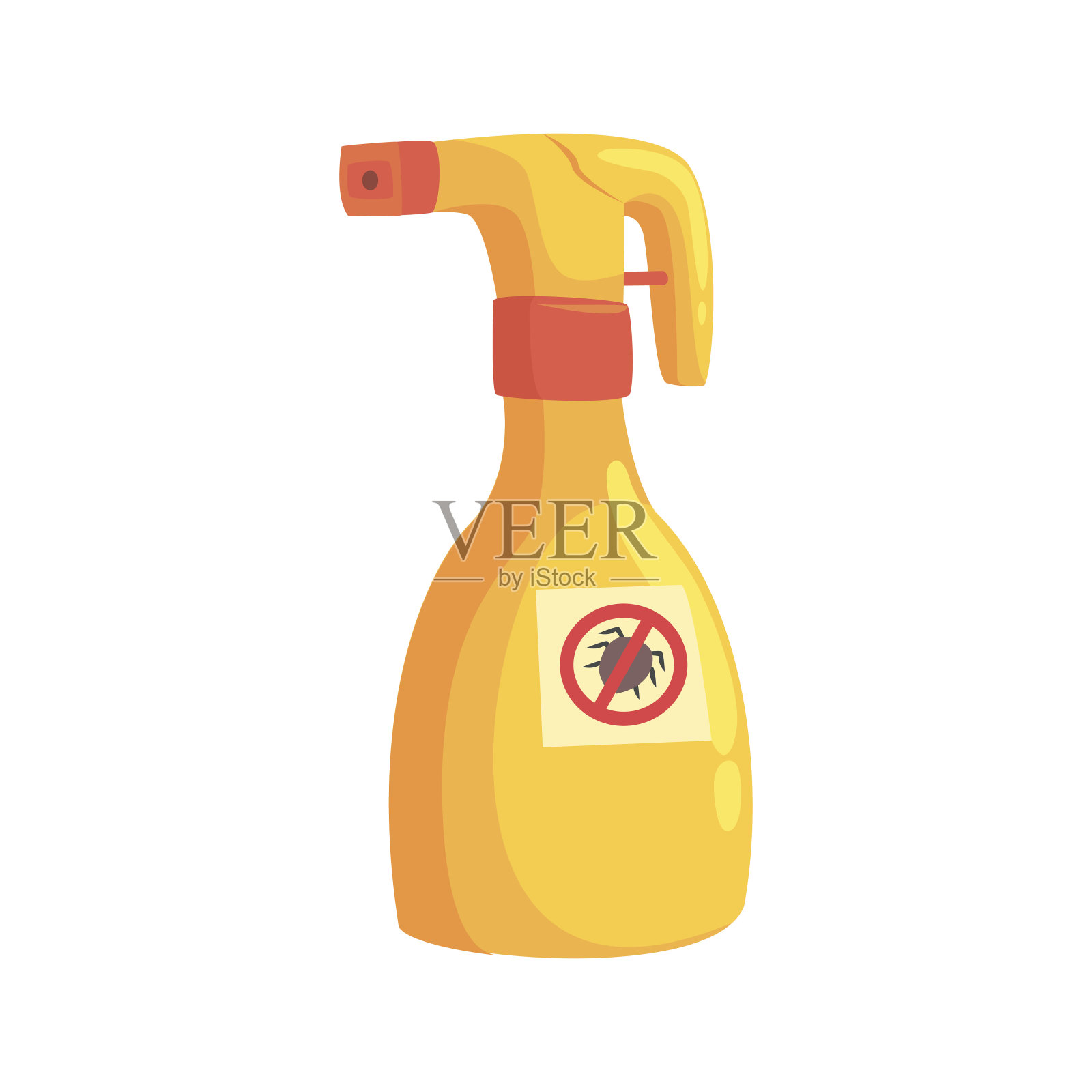 喷雾器瓶螨或蜱虫杀虫剂卡通载体插图插画图片素材