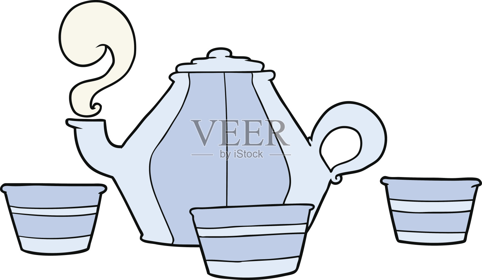 卡通茶壶和茶杯设计元素图片